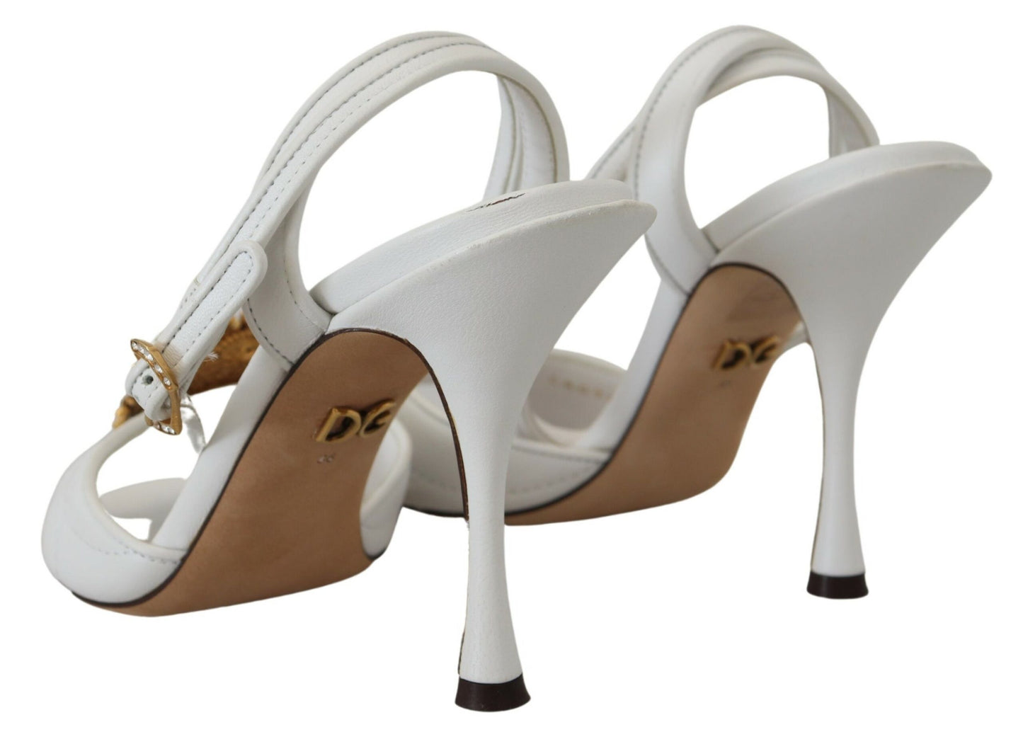 Dolce & Gabbana Devotion Embellished White Leather Stilettos EU36 / US5.5