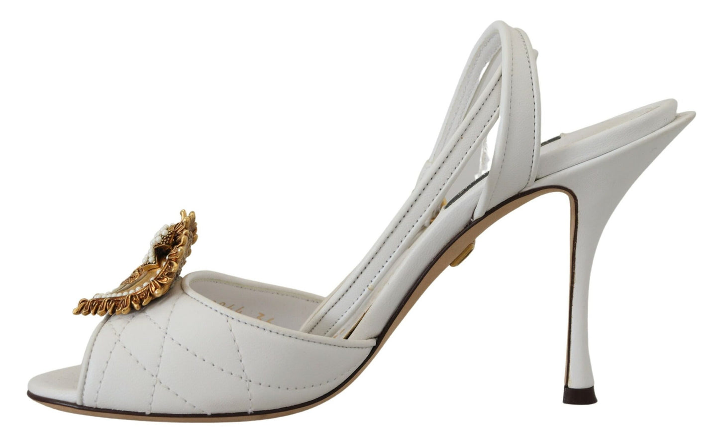 Dolce & Gabbana Devotion Embellished White Leather Stilettos EU36 / US5.5