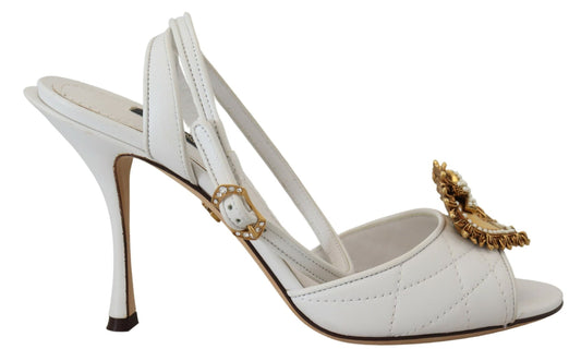 Dolce & Gabbana Devotion Embellished White Leather Stilettos EU36 / US5.5