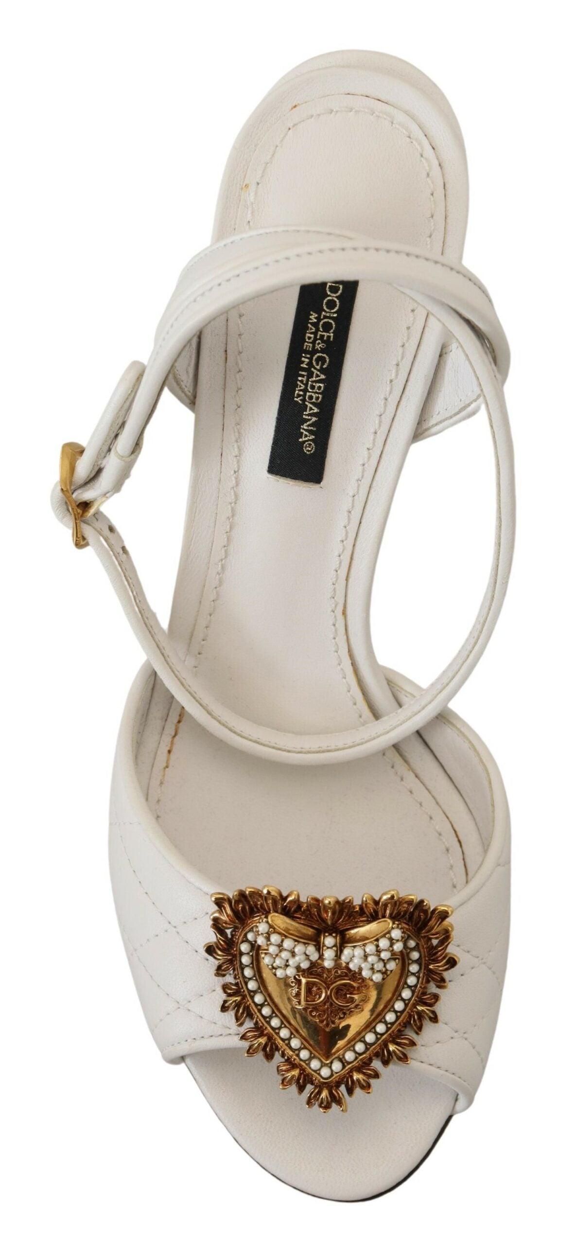 Dolce & Gabbana Devotion Embellished White Leather Stilettos EU36 / US5.5