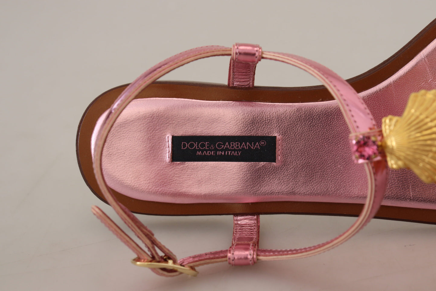 Dolce & Gabbana Chic Pink Leather Sandals with Exquisite Embellishment EU37 / US6.5