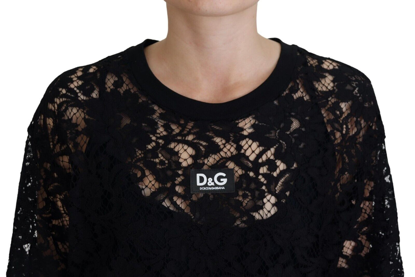 Dolce & Gabbana Elegant Black Floral Lace Shift Dress IT40 / S