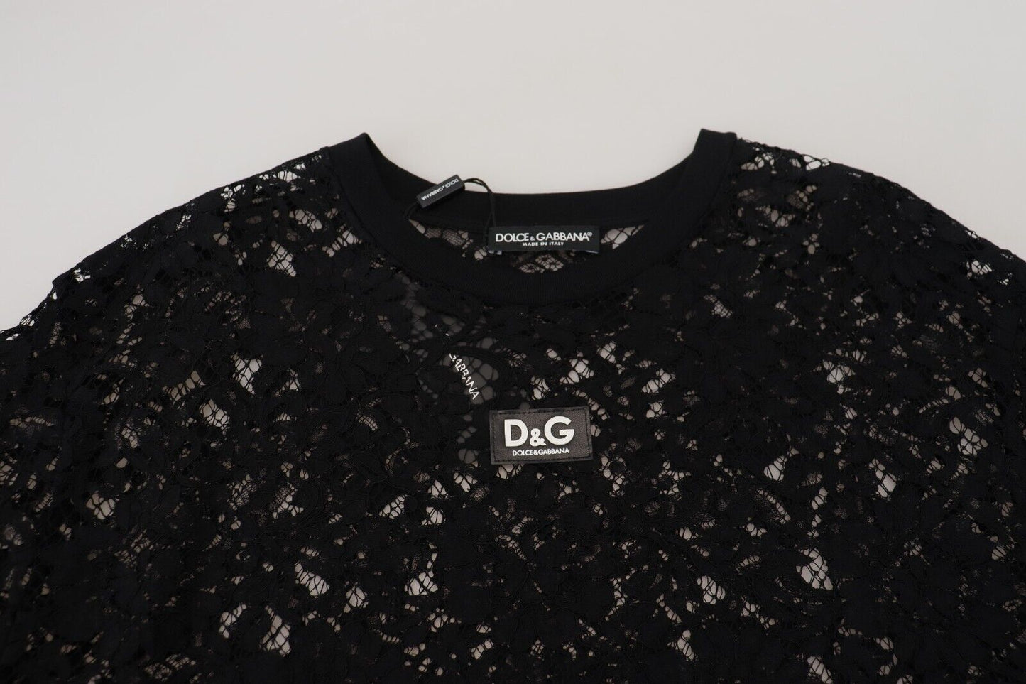 Dolce & Gabbana Elegant Black Floral Lace Shift Dress IT40 / S