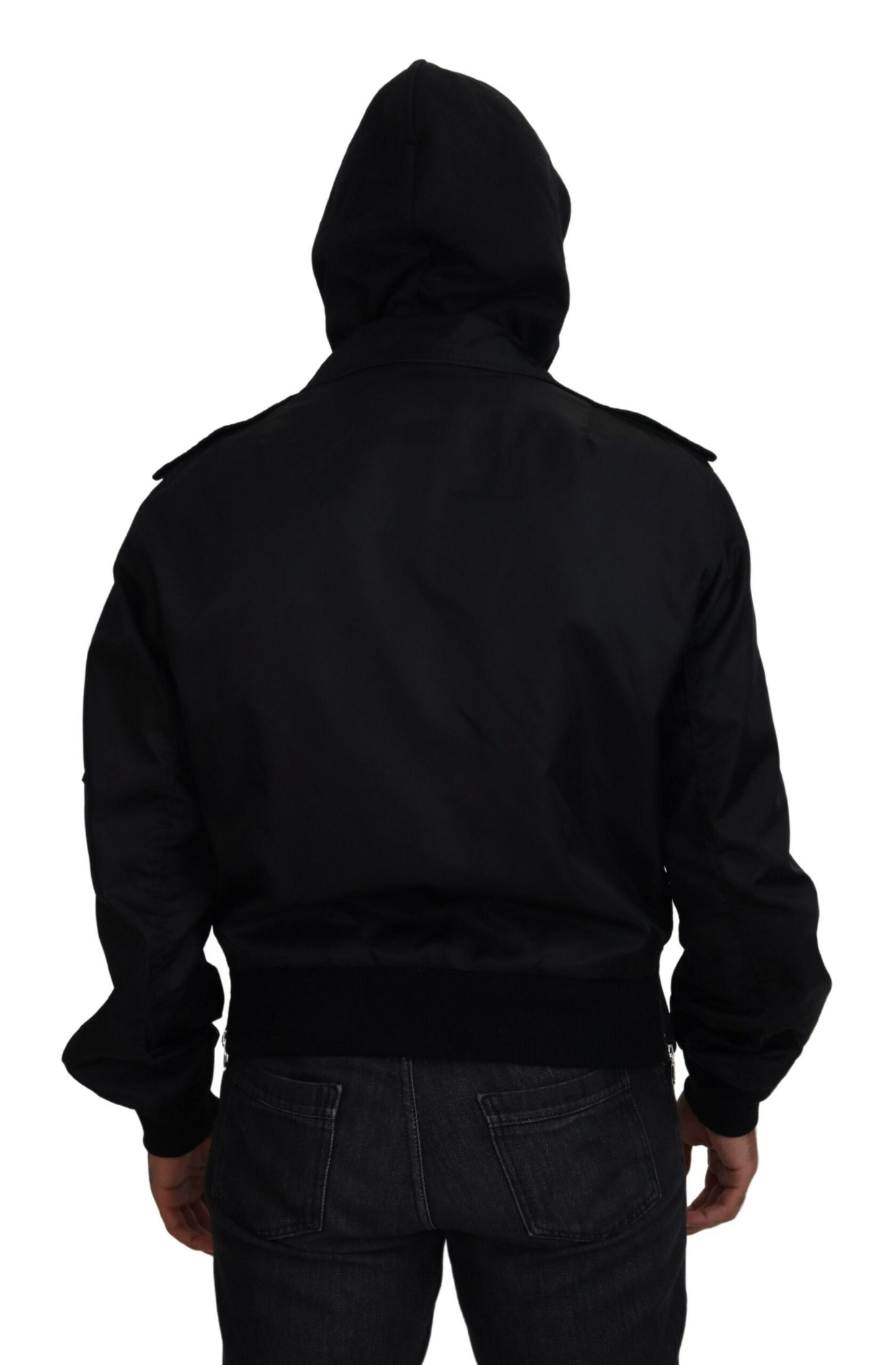 Dolce & Gabbana Sleek Black Hooded Bomber Jacket IT50 / L