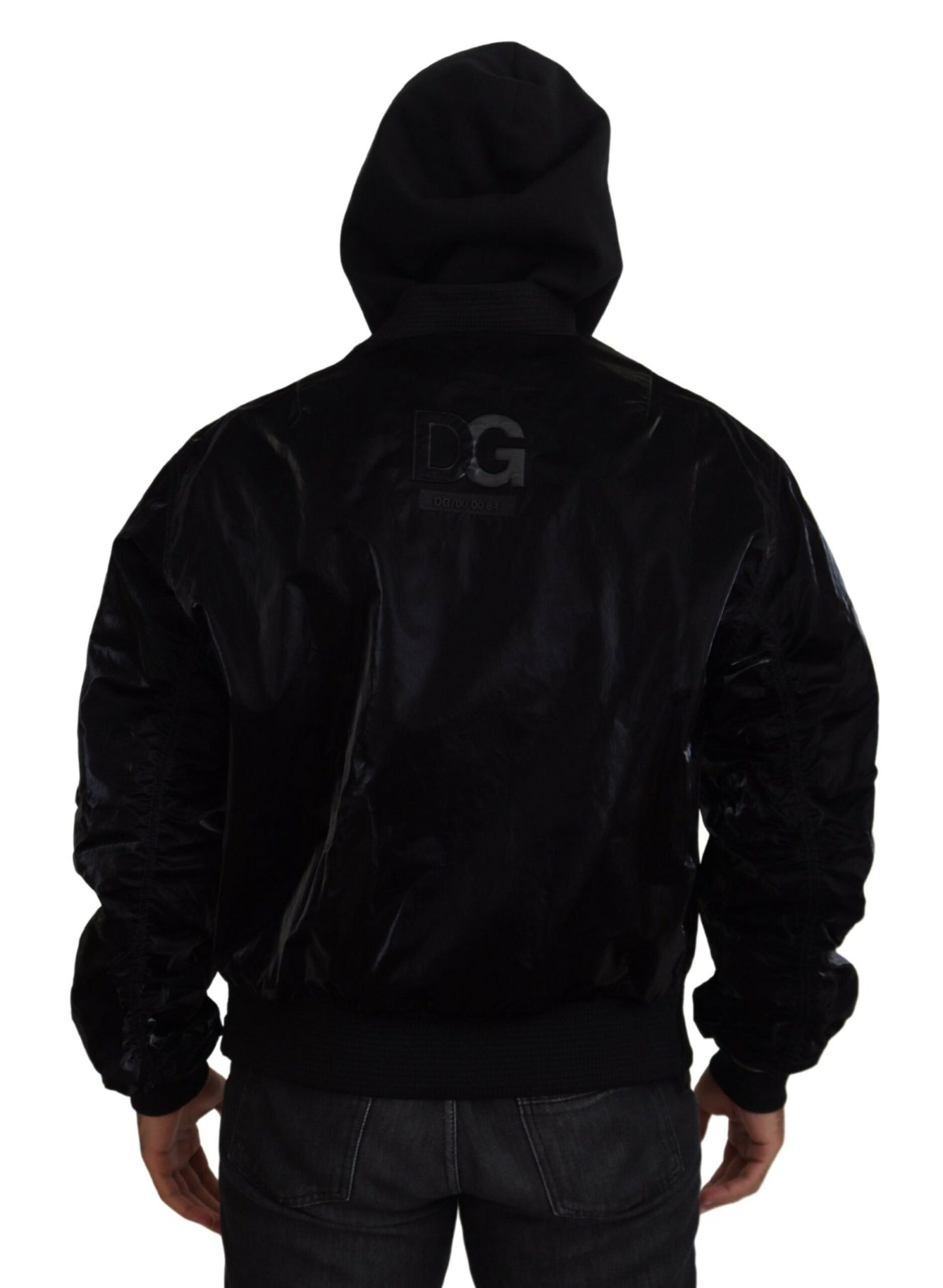 Dolce & Gabbana Elegant Black Bomber Hooded Jacket IT48 / M