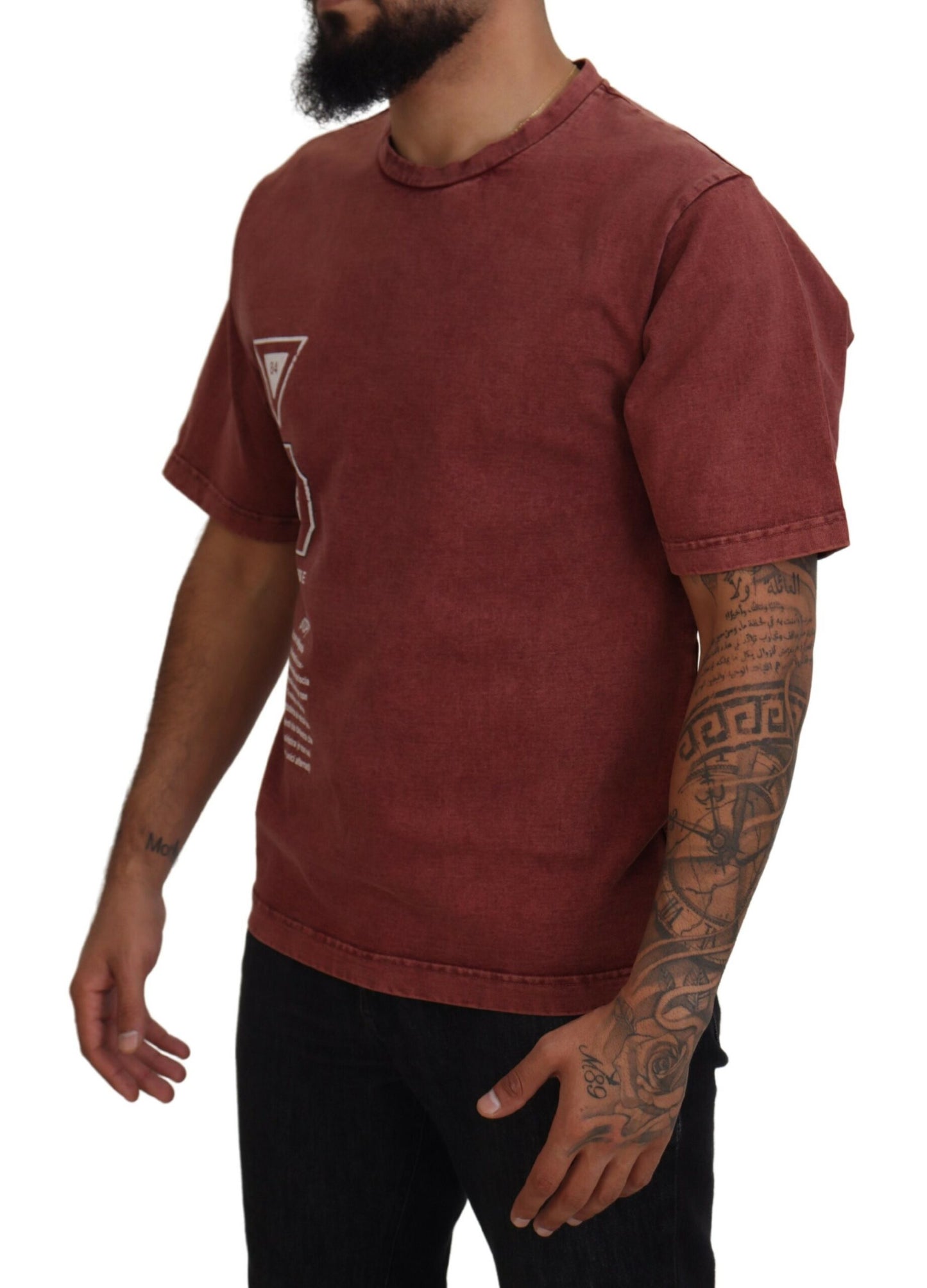 Dolce & Gabbana Elegant Maroon Printed Cotton Tee IT46 / S