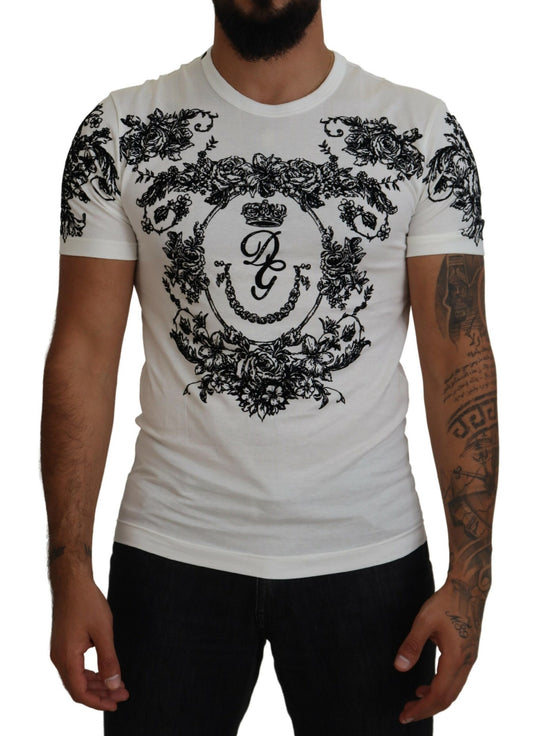 Dolce & Gabbana Elegant Floral Crown Tee IT44 / XS