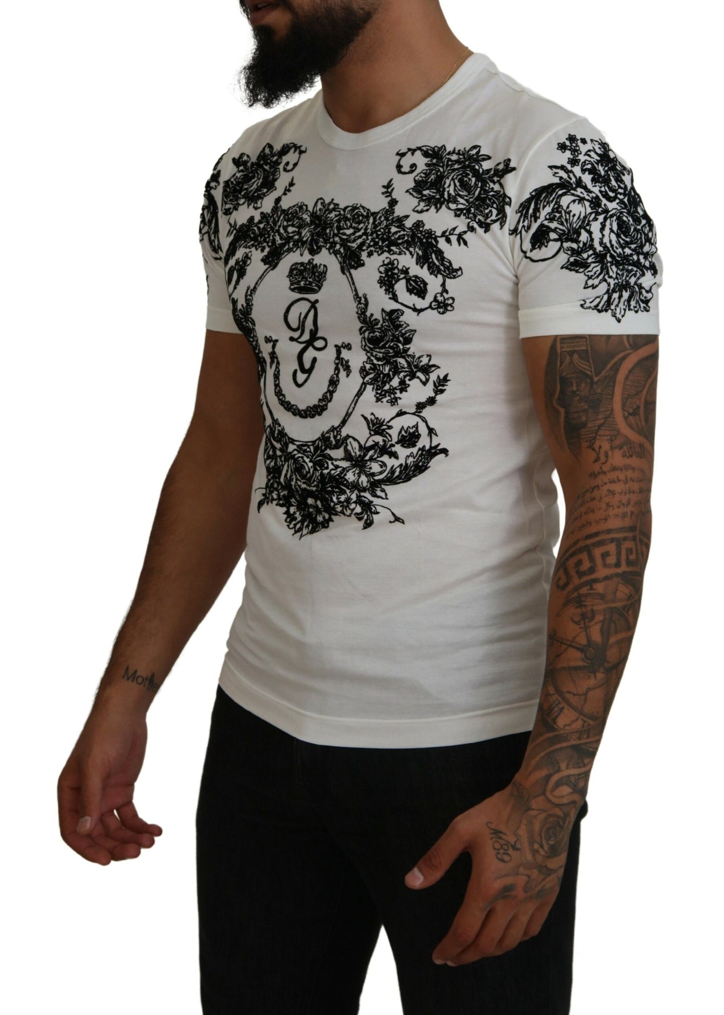 Dolce & Gabbana Elegant Floral Crown Tee IT44 / XS