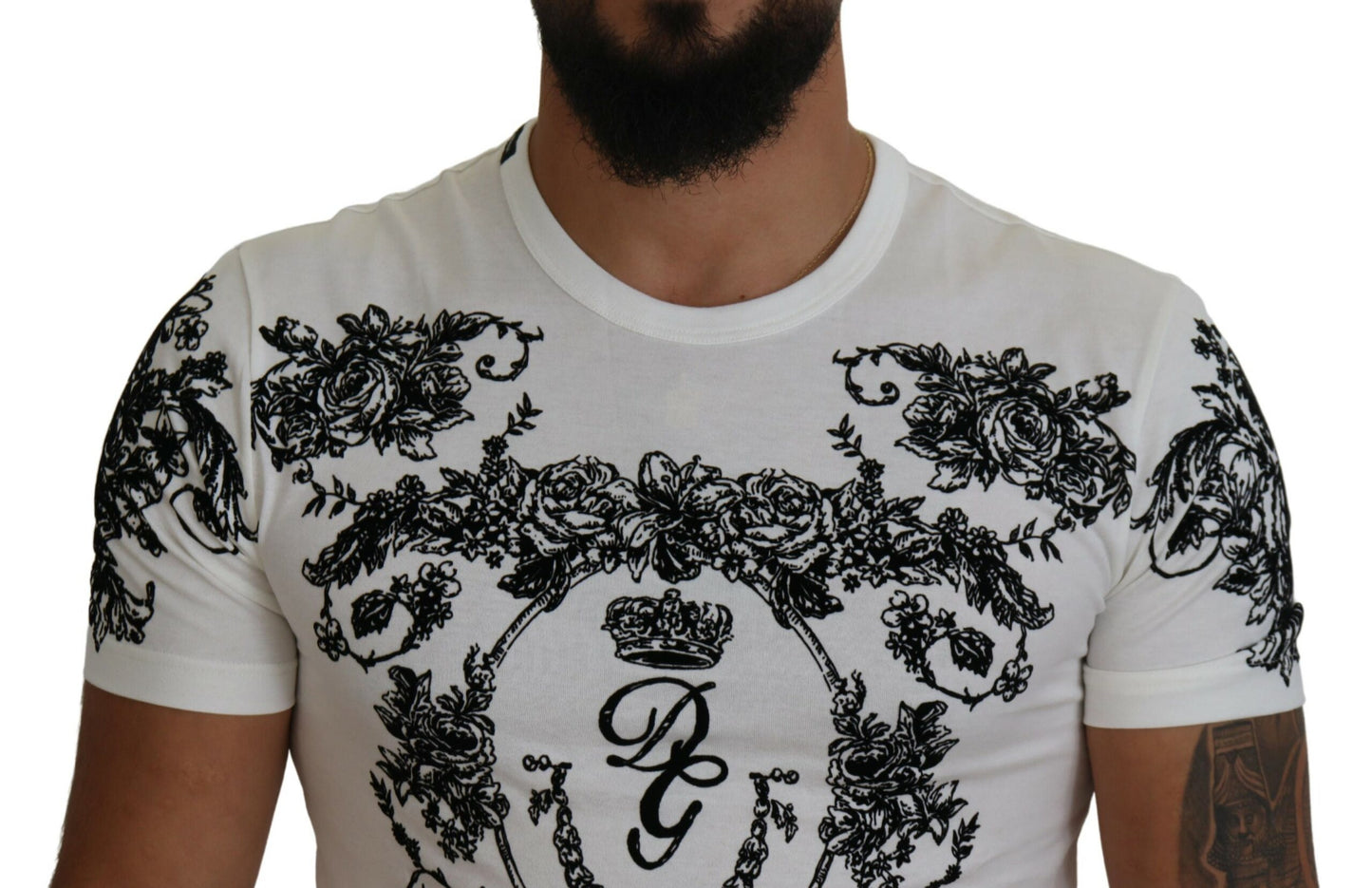 Dolce & Gabbana Elegant Floral Crown Tee IT44 / XS