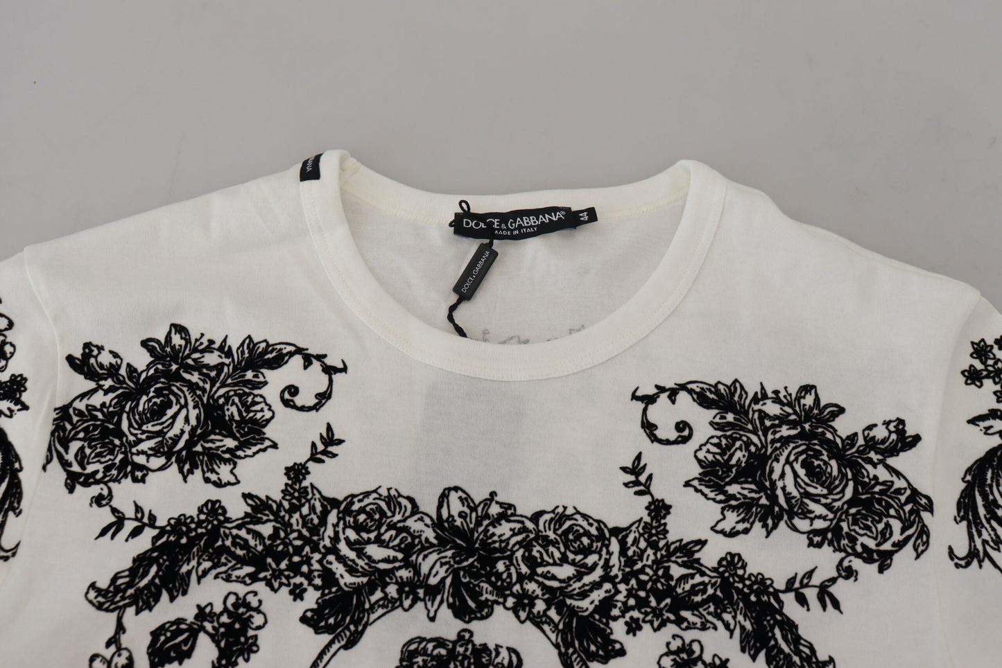 Dolce & Gabbana Elegant Floral Crown Tee IT44 / XS