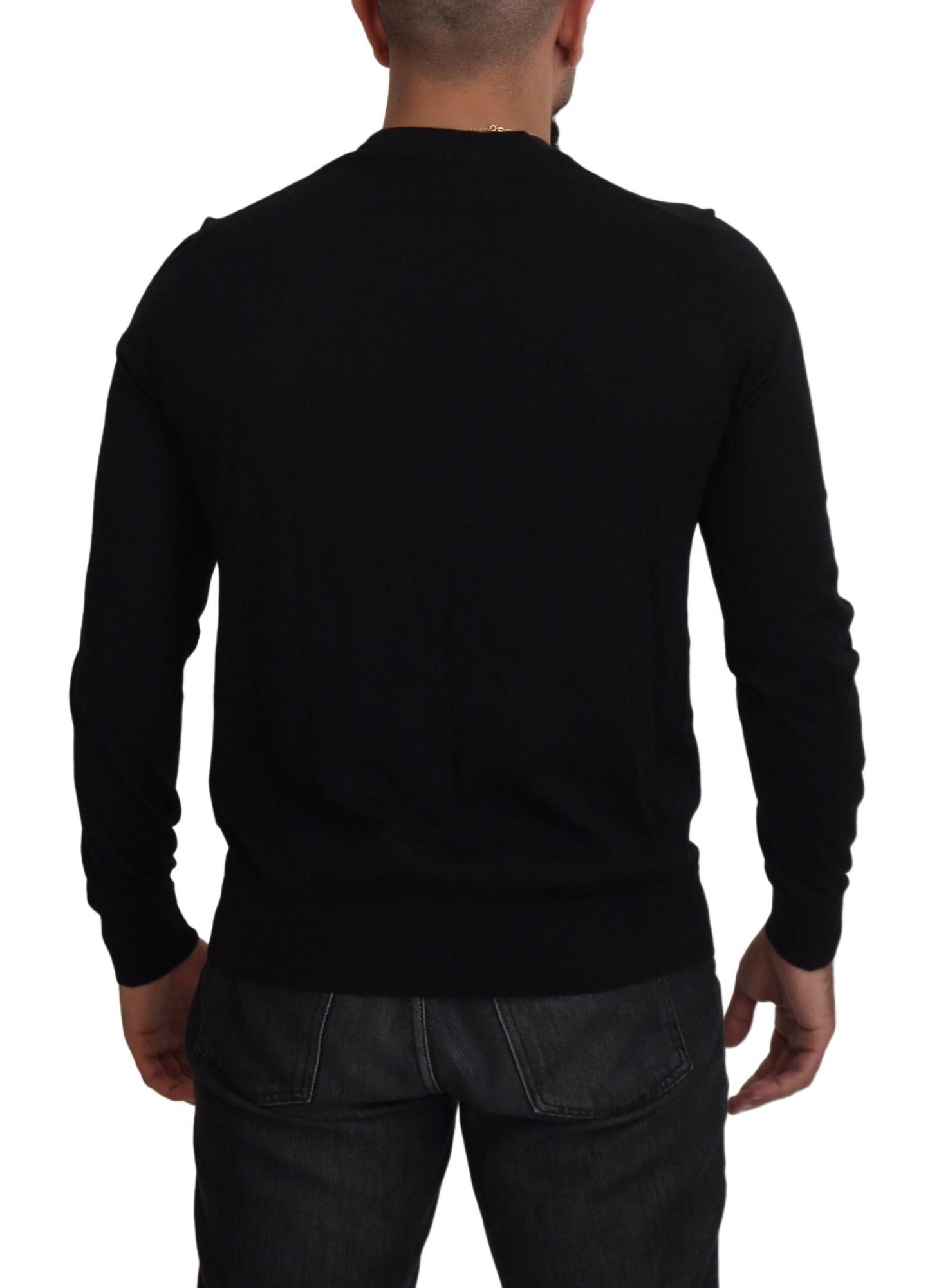 Dolce & Gabbana Elegant Black Cashmere Cardigan Sweater IT50 / L