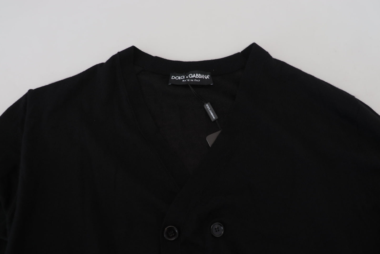 Dolce & Gabbana Elegant Black Cashmere Cardigan Sweater IT50 / L