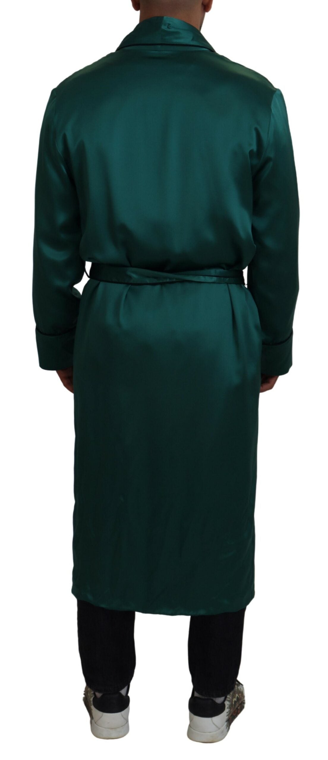 Dolce & Gabbana Elegant Silk Robe in Lush Green IT46 / S