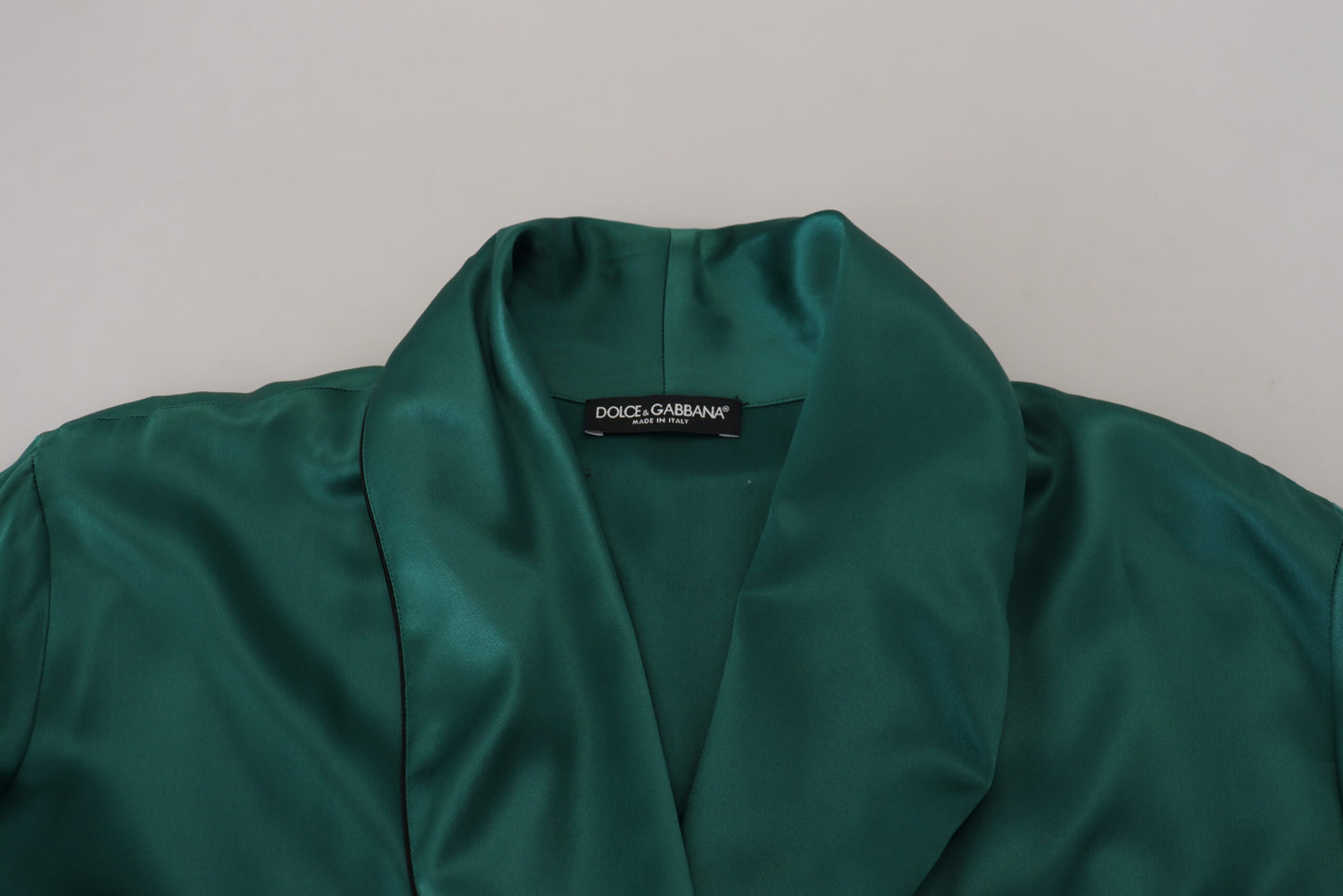 Dolce & Gabbana Elegant Silk Robe in Lush Green IT46 / S