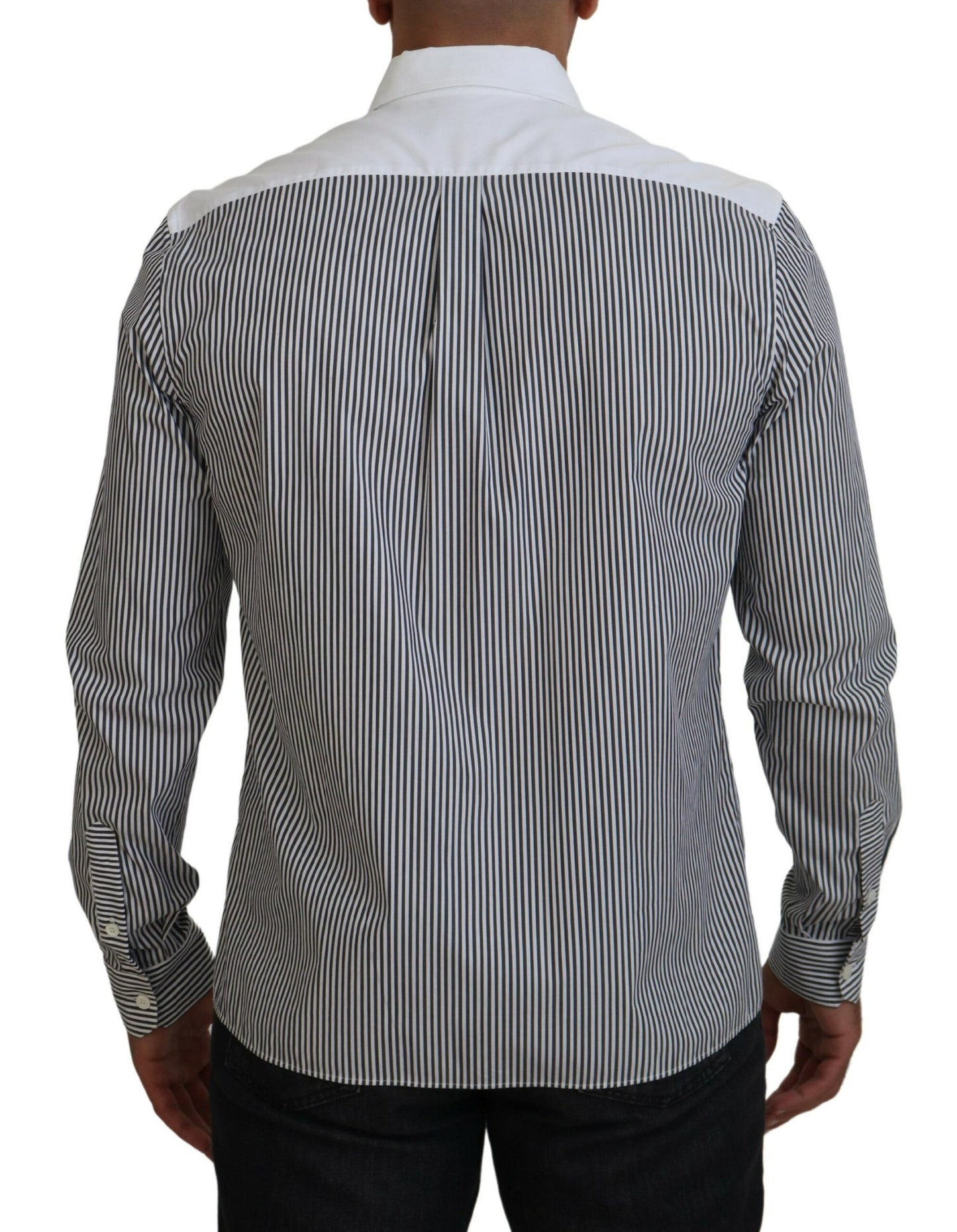 Dolce & Gabbana Classic Black and White Striped Button-Down Shirt IT41 / L