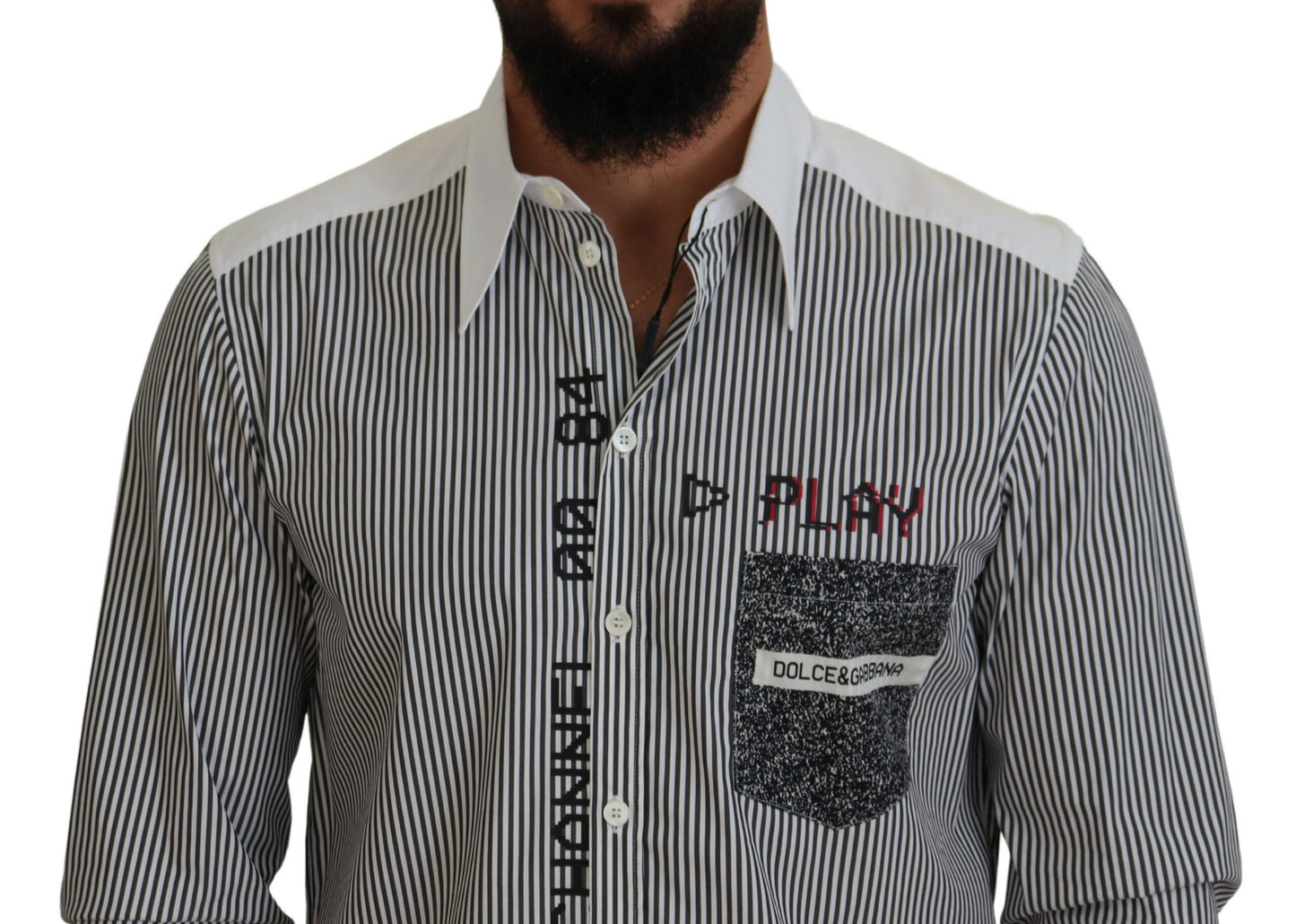 Dolce & Gabbana Classic Black and White Striped Button-Down Shirt IT41 / L