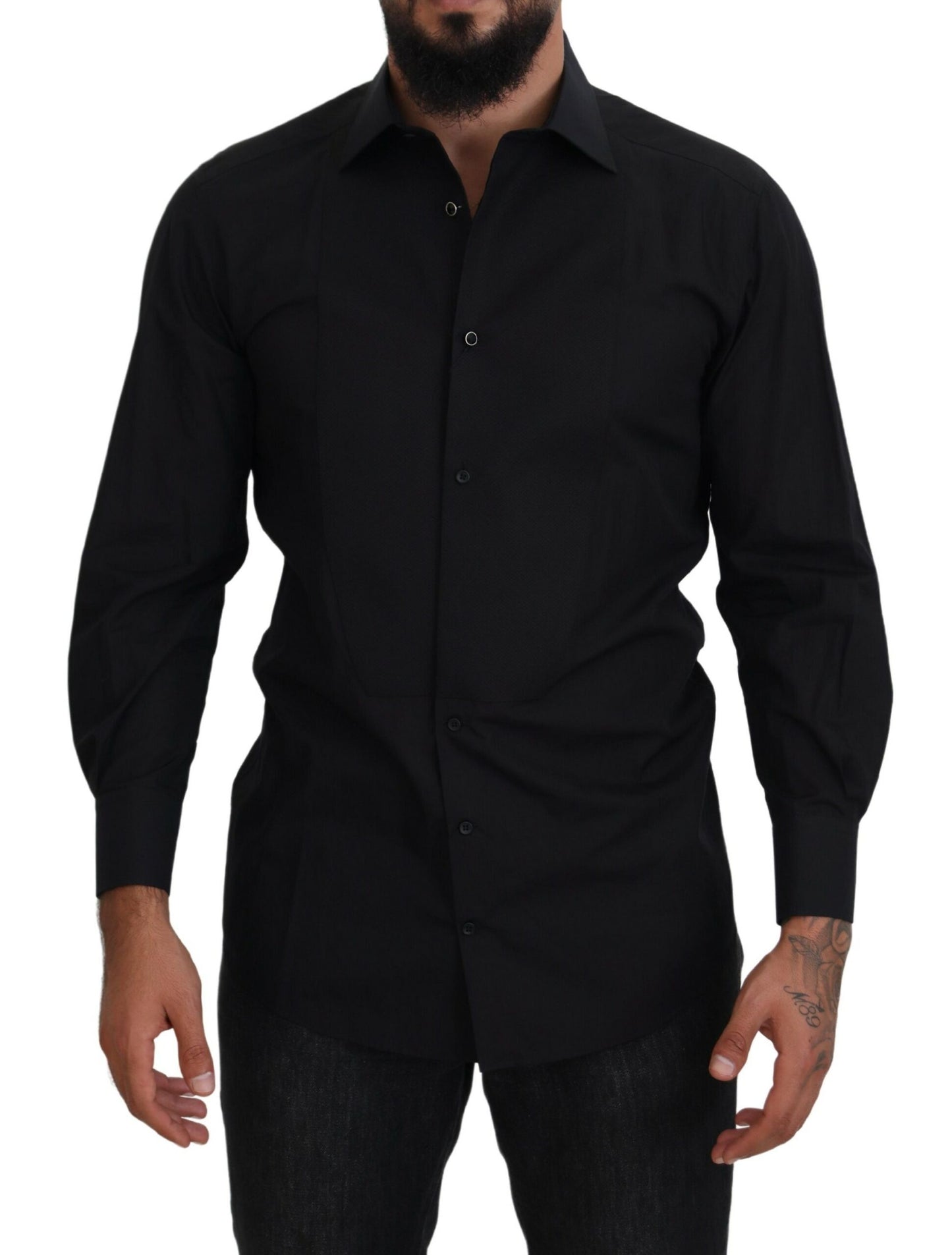 Dolce & Gabbana Elegant Black Formal Long Sleeve Shirt IT41 | L