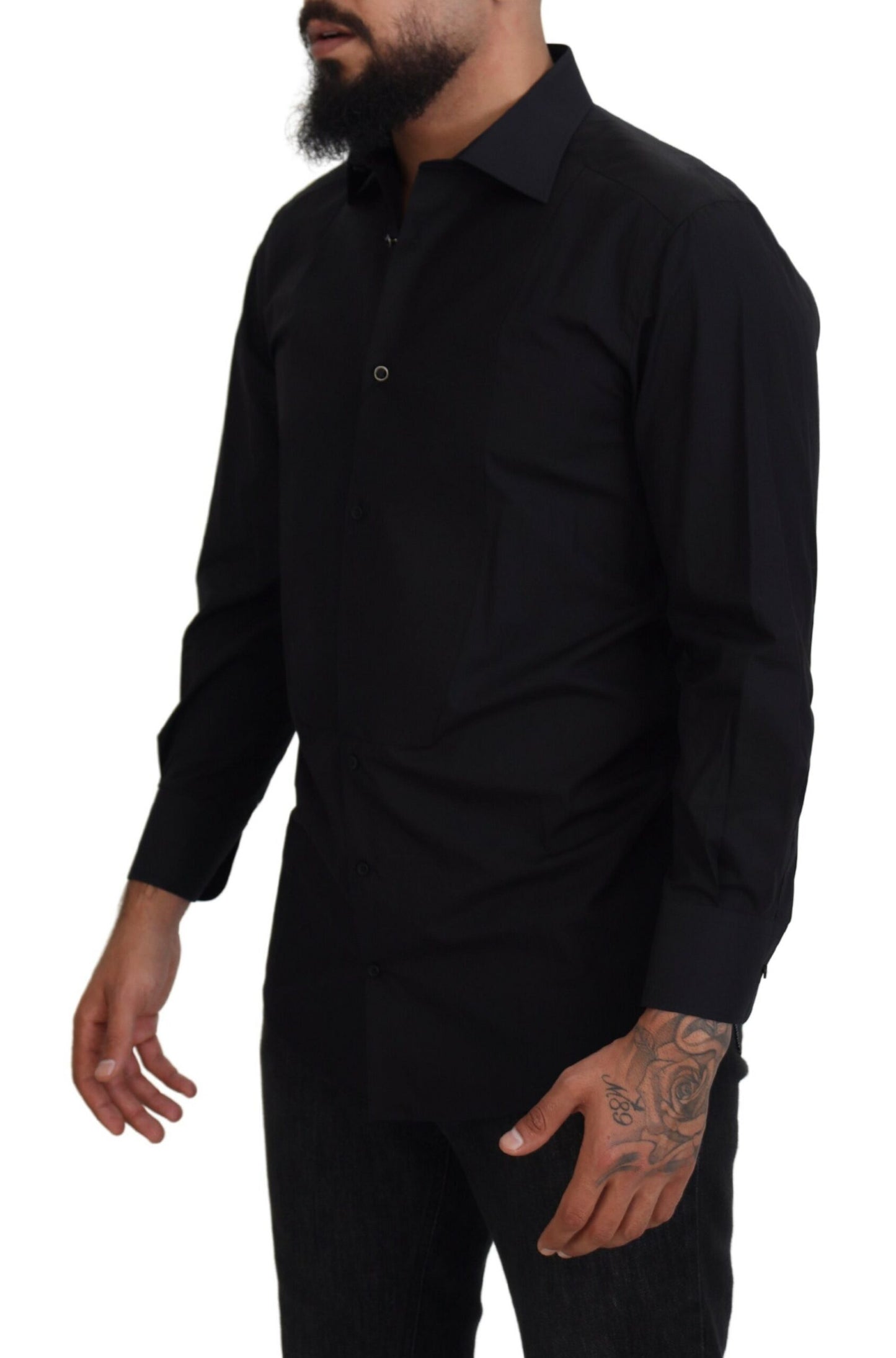 Dolce & Gabbana Elegant Black Formal Long Sleeve Shirt IT41 | L