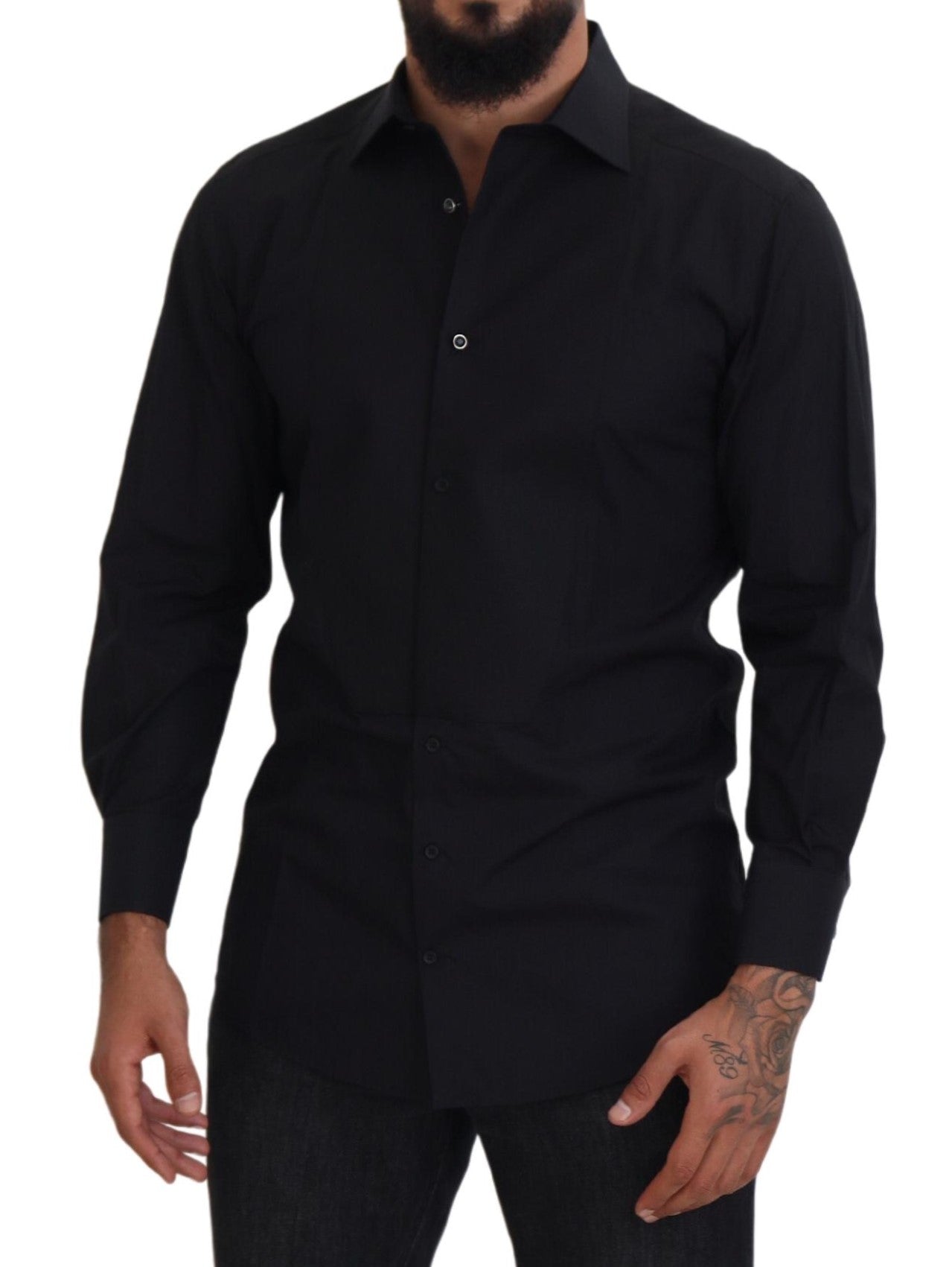 Dolce & Gabbana Elegant Black Formal Long Sleeve Shirt IT41 | L