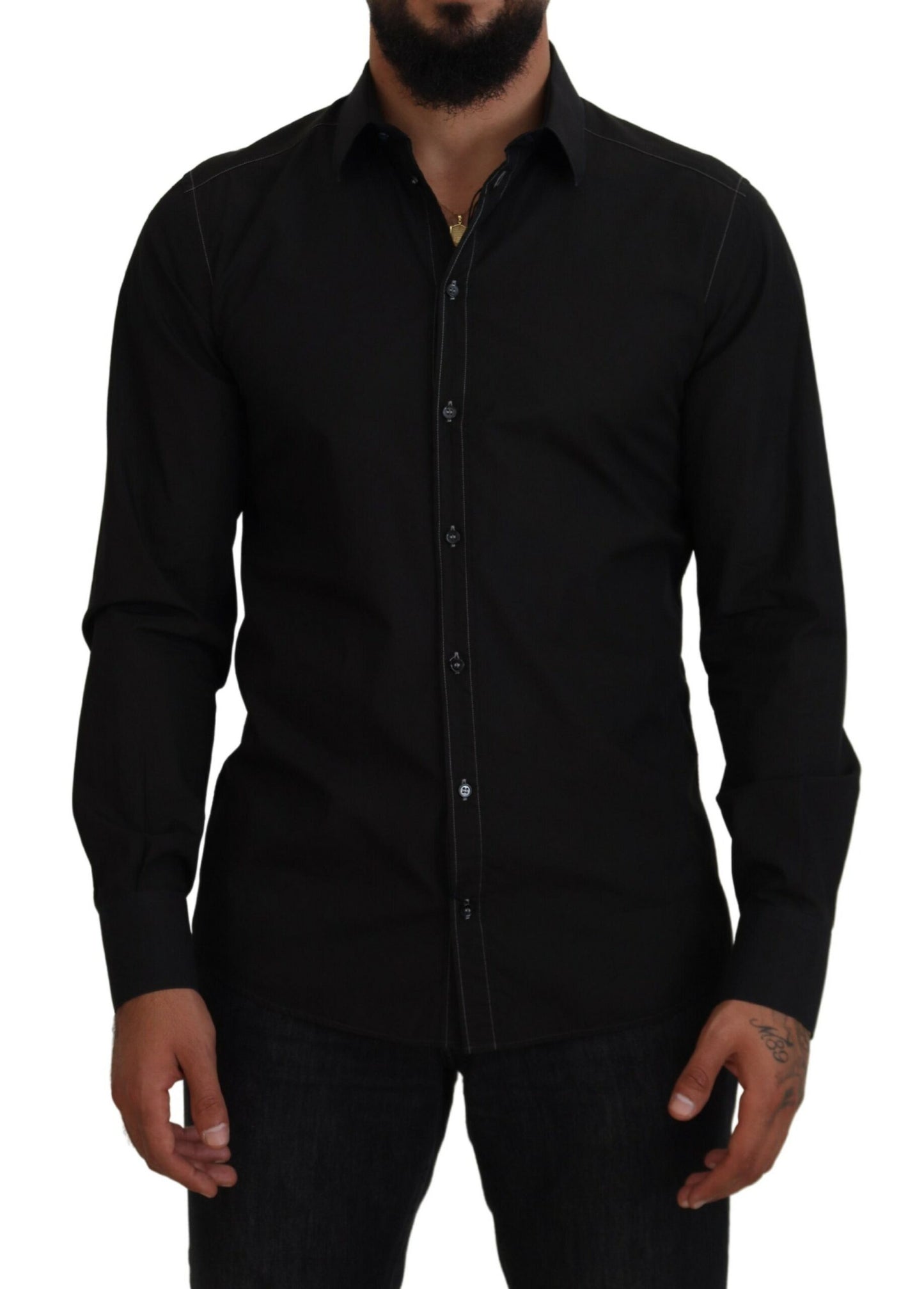 Dolce & Gabbana Elegant Black Formal Cotton Shirt IT41 | L