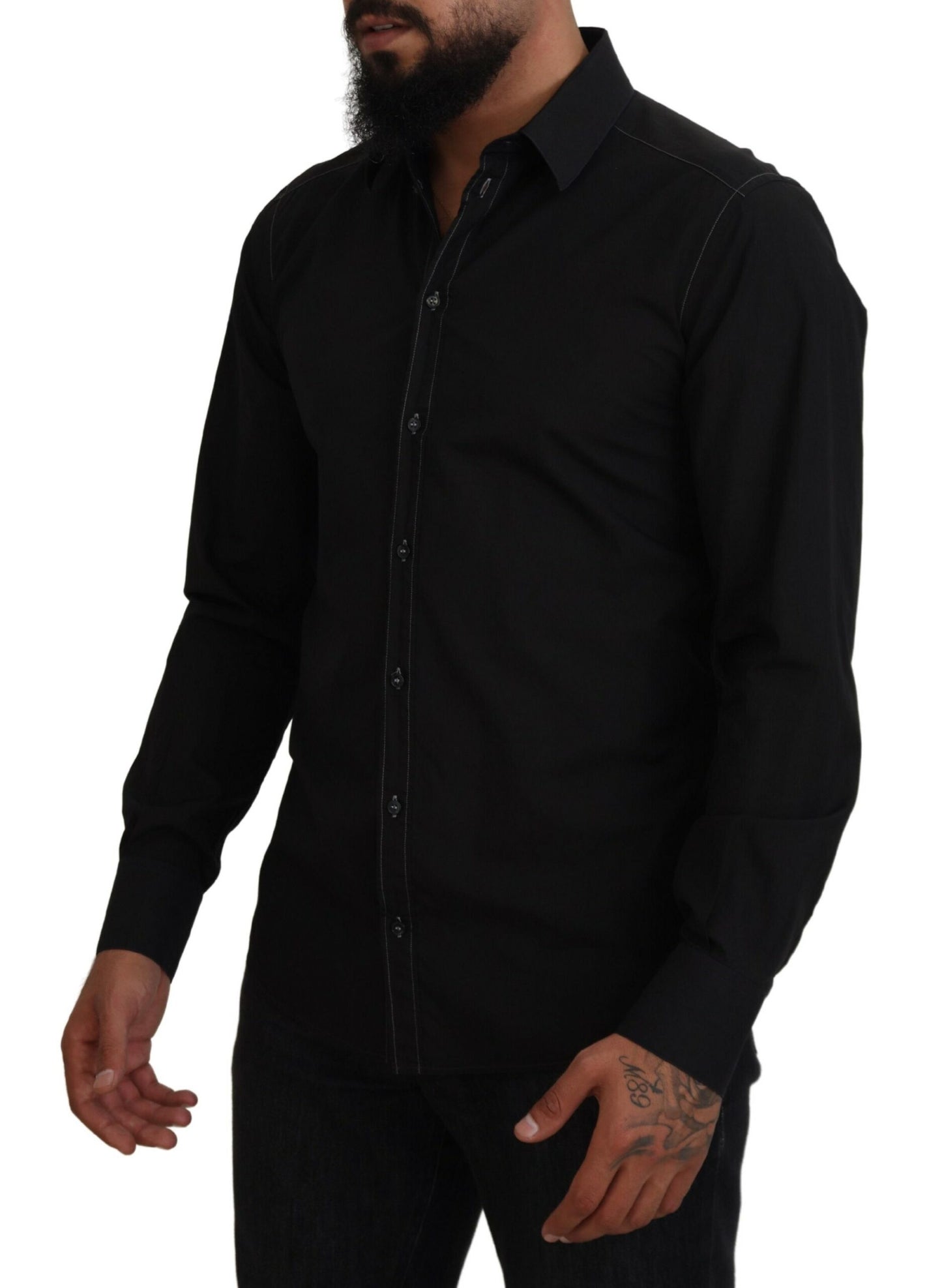 Dolce & Gabbana Elegant Black Formal Cotton Shirt IT41 | L