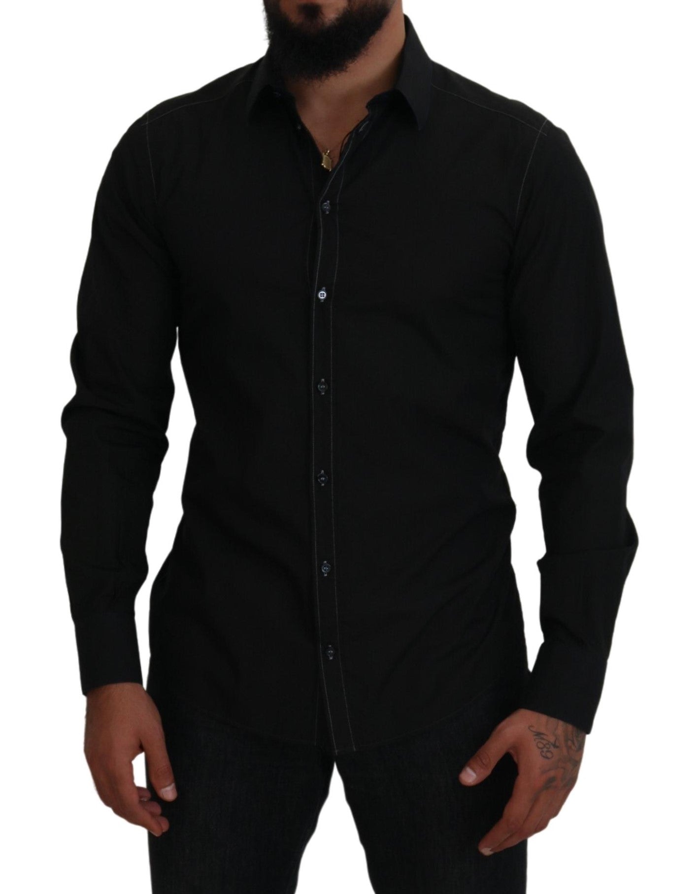 Dolce & Gabbana Elegant Black Formal Cotton Shirt IT41 | L