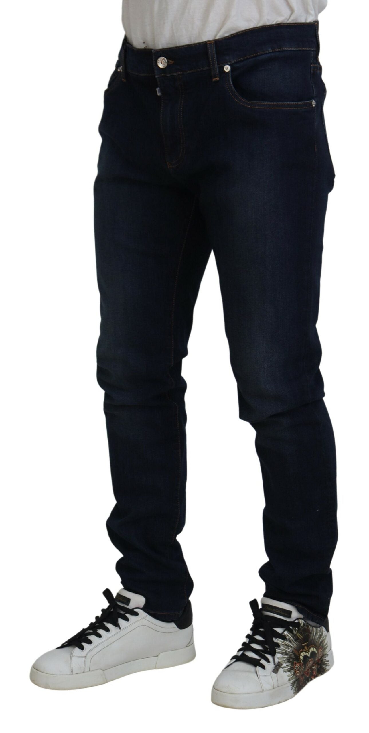 Dolce & Gabbana Sleek Skinny Jeans in Dark Blue IT56 / XL