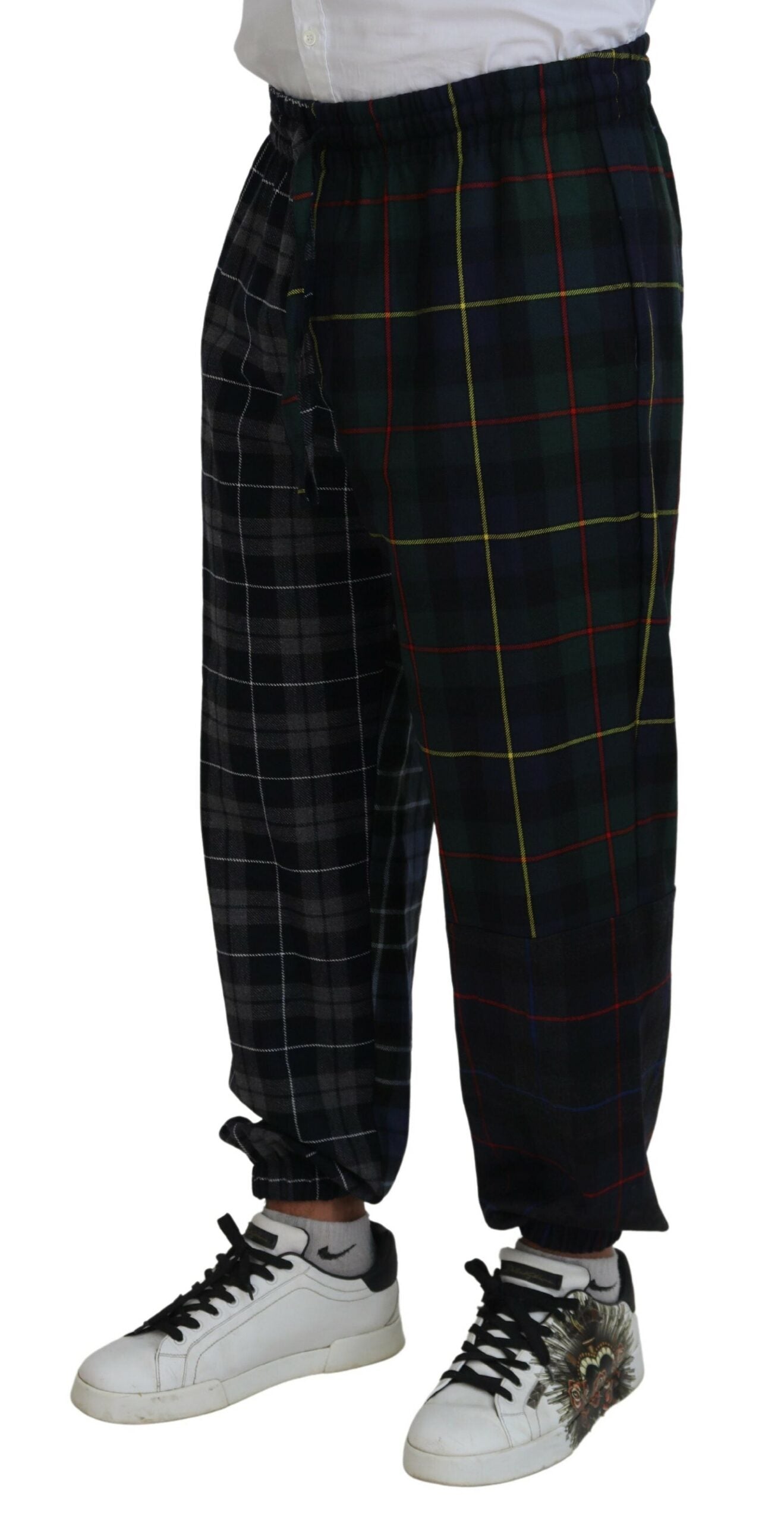 Dolce & Gabbana Checkered Wool Blend Jogger Pants IT48 / M