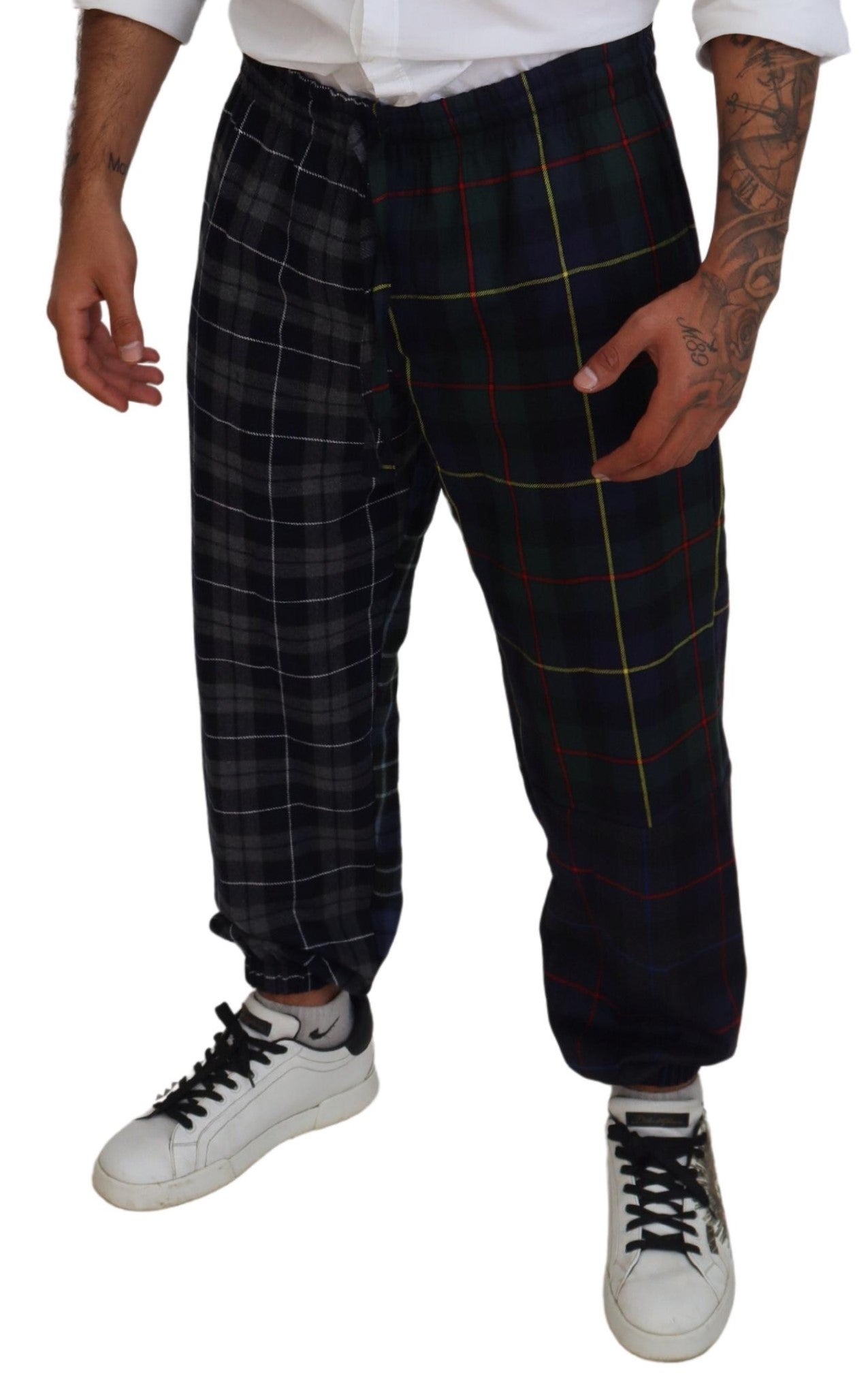 Dolce & Gabbana Checkered Wool Blend Jogger Pants IT48 / M