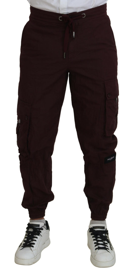 Dolce & Gabbana Elegant Burgundy Cotton Jogger Pants IT46 / S