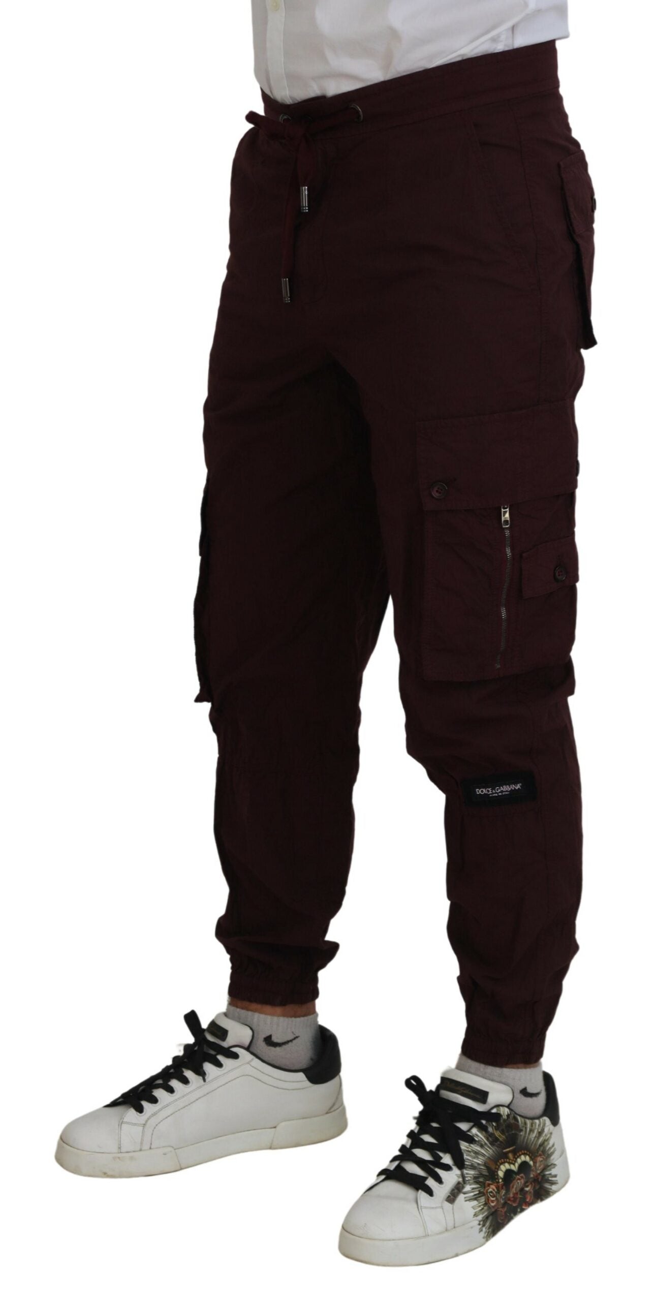 Dolce & Gabbana Elegant Burgundy Cotton Jogger Pants IT46 / S