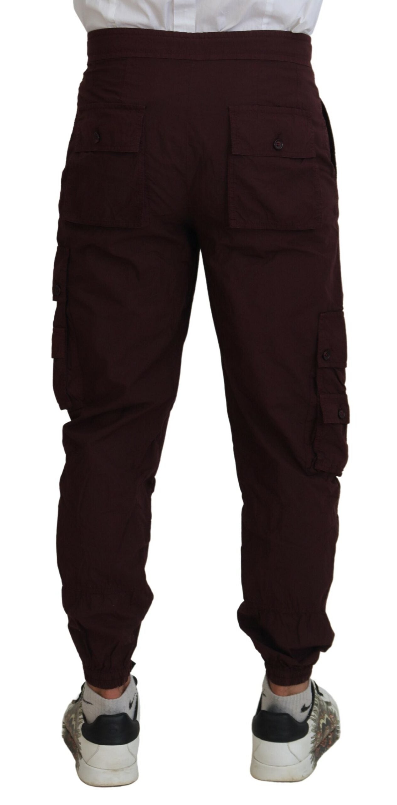 Dolce & Gabbana Elegant Burgundy Cotton Jogger Pants IT46 / S