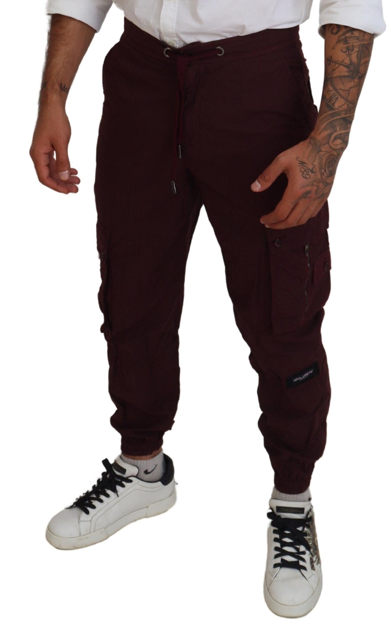 Dolce & Gabbana Elegant Burgundy Cotton Jogger Pants IT46 / S