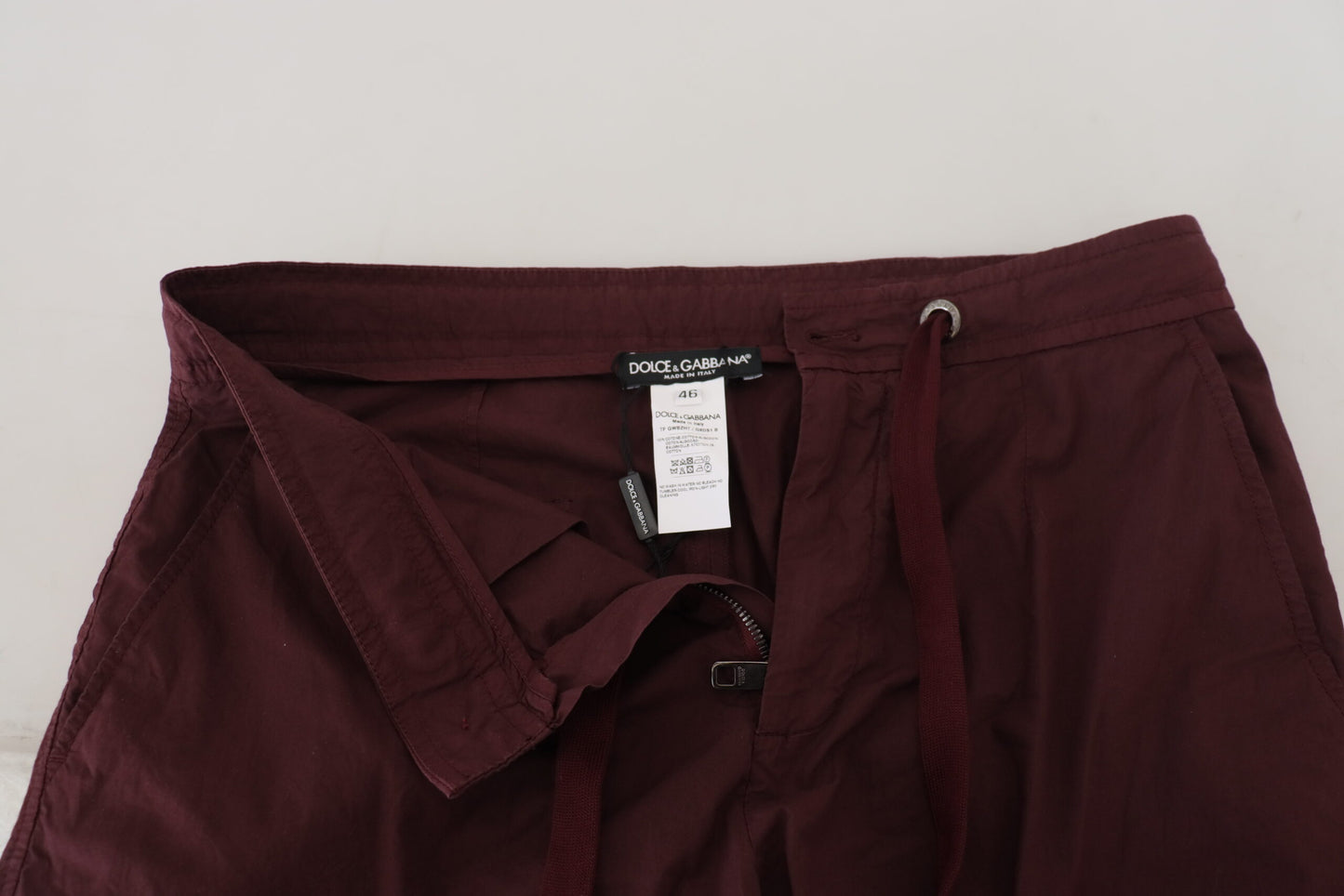 Dolce & Gabbana Elegant Burgundy Cotton Jogger Pants IT46 / S