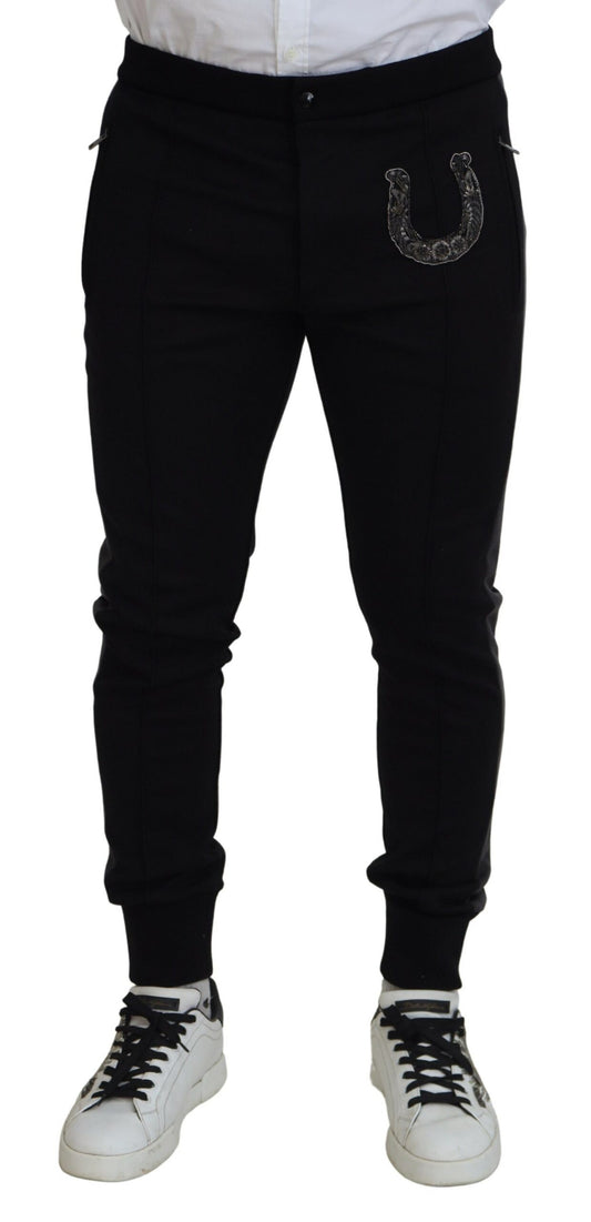 Dolce & Gabbana Elegant Black Jogger Pants in Luxe Wool Blend IT52 / L