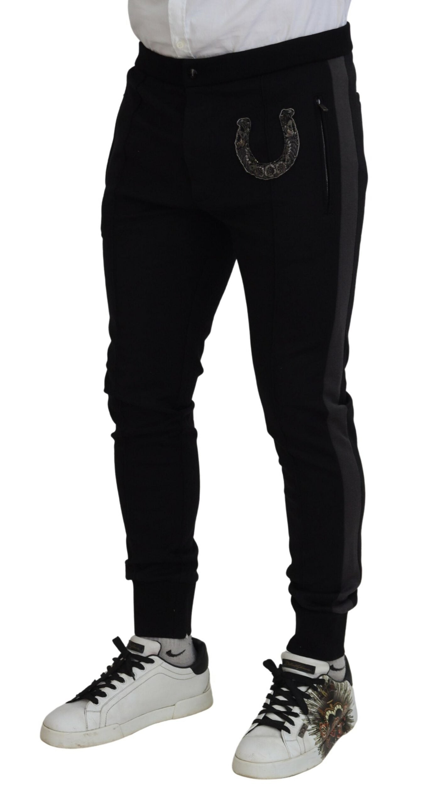 Dolce & Gabbana Elegant Black Jogger Pants in Luxe Wool Blend IT52 / L