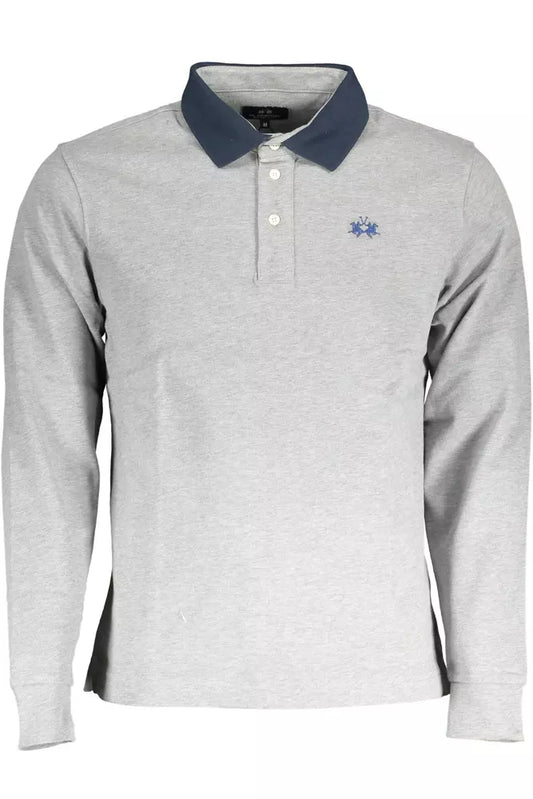 La Martina Gray Cotton Men Polo Shirt