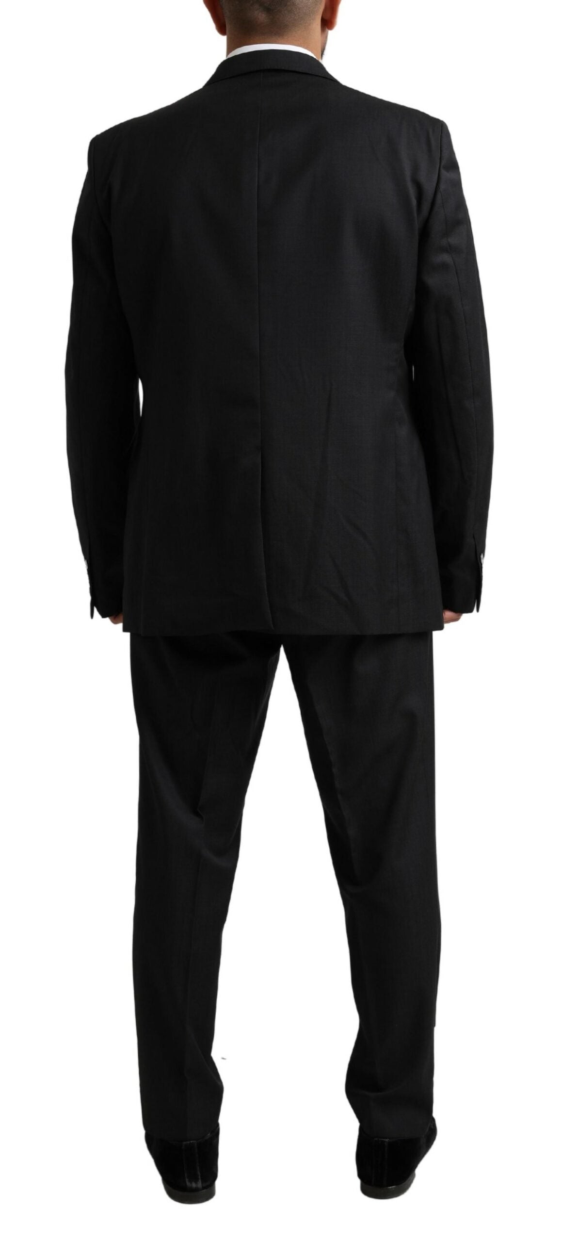 Dolce & Gabbana Elegant Black Virgin Wool Martini Suit IT58 / XXL