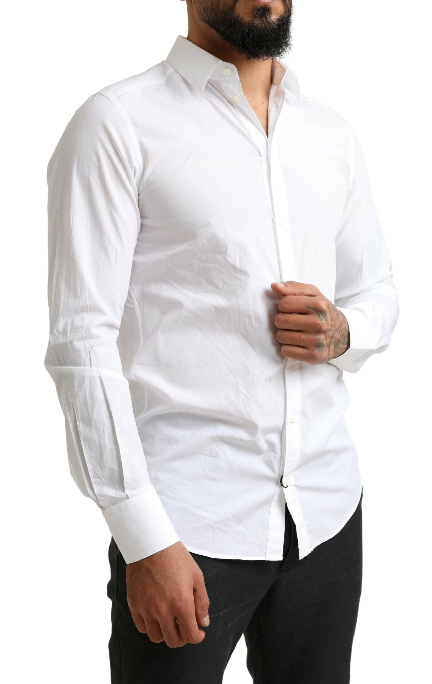 Dolce & Gabbana Elegant White Cotton Martini Dress Shirt IT39 / S