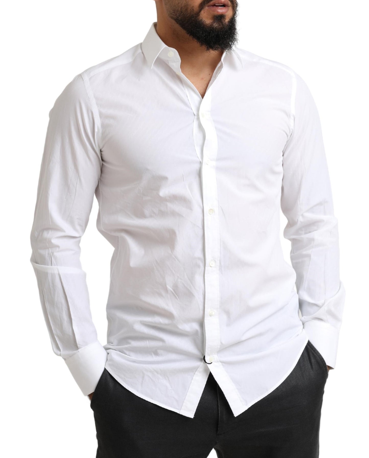 Dolce & Gabbana Elegant White Cotton Martini Dress Shirt IT39 / S