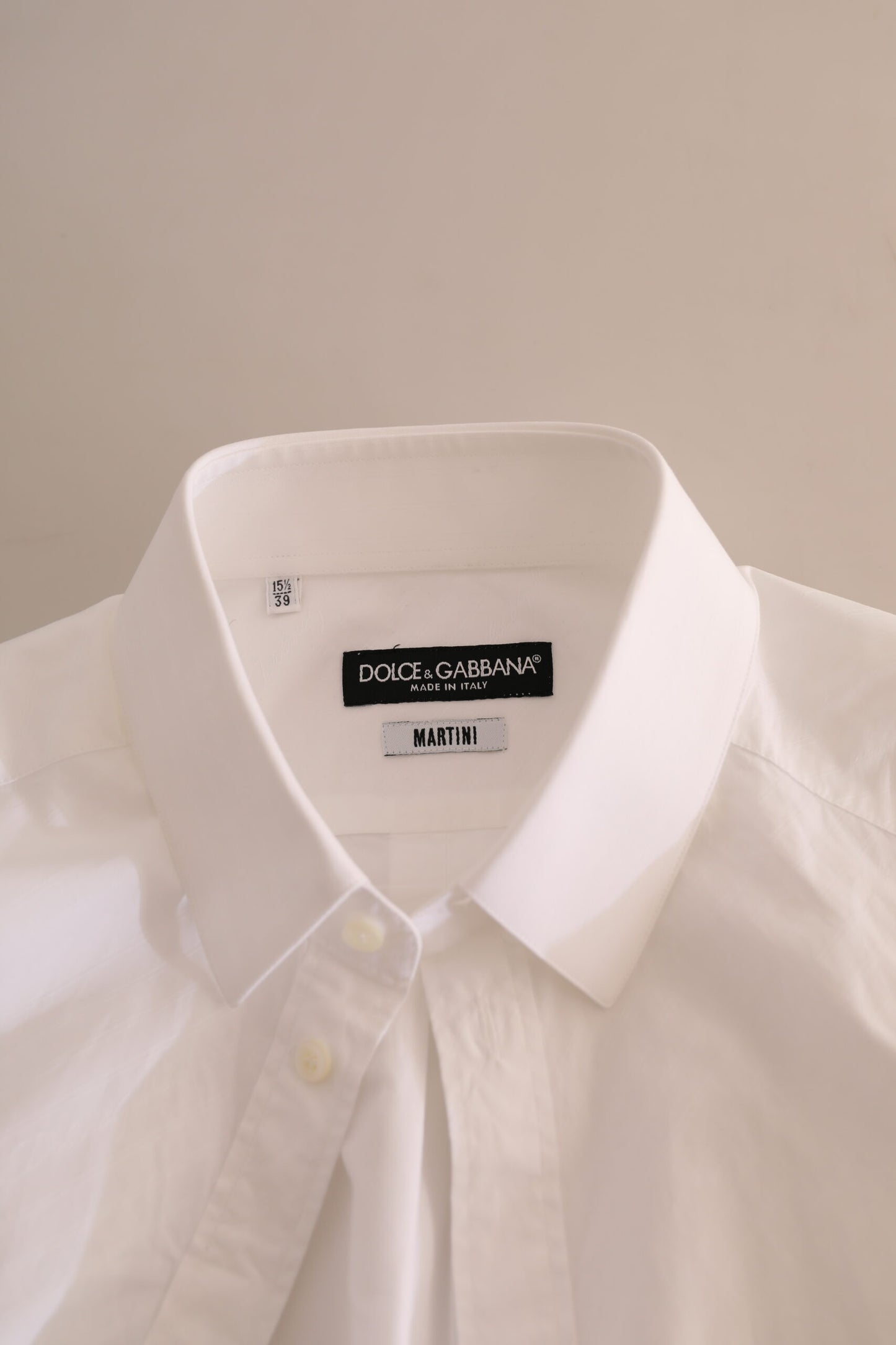 Dolce & Gabbana Elegant White Cotton Martini Dress Shirt IT39 / S