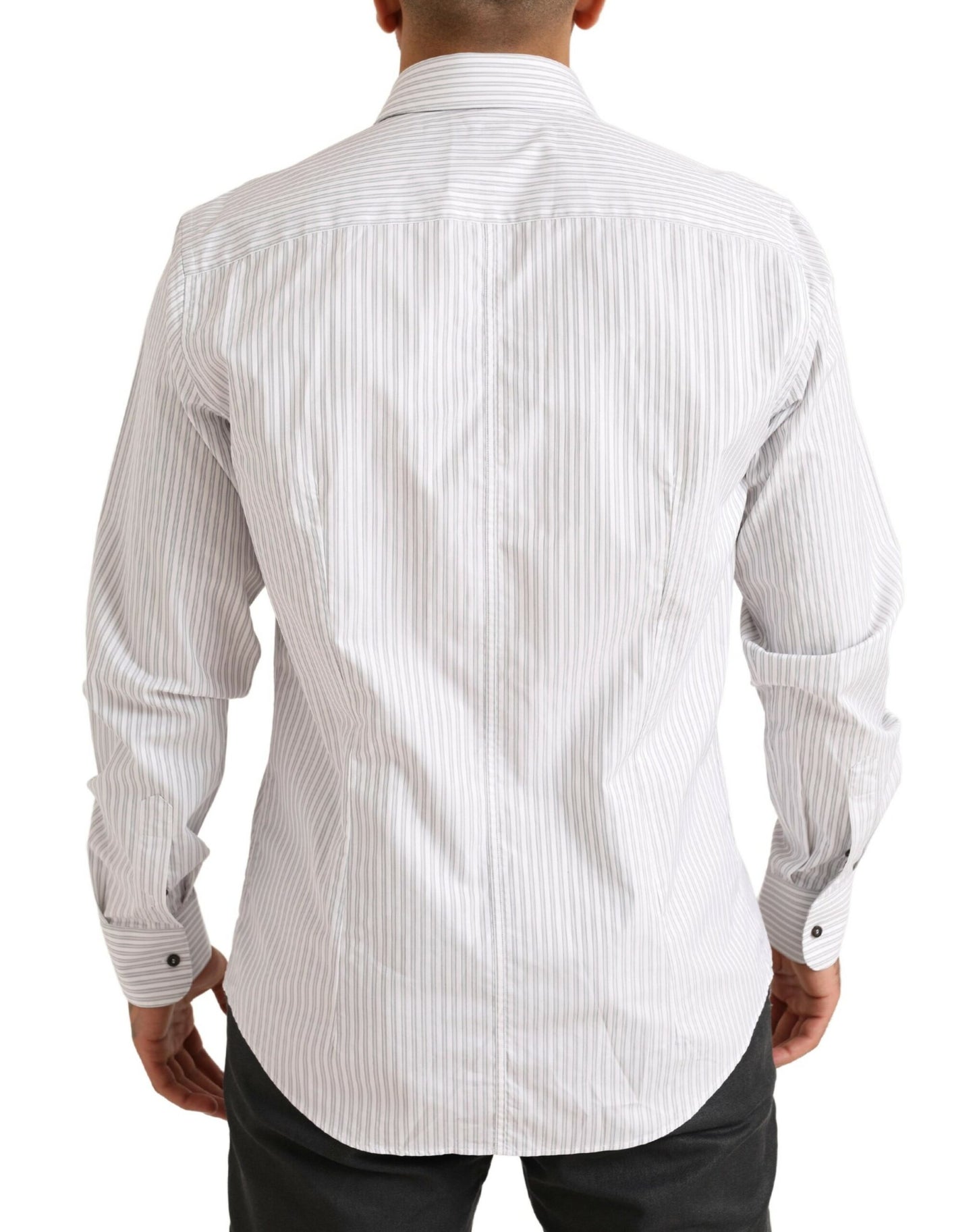 Dolce & Gabbana Elegant White Striped Cotton Dress Shirt IT38 / XS