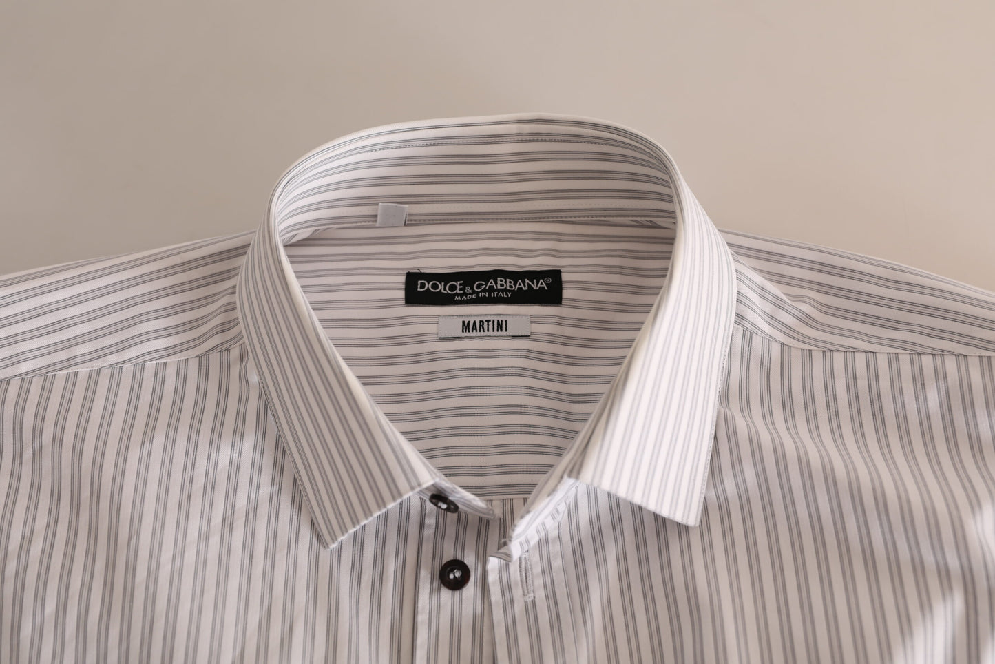 Dolce & Gabbana Elegant White Striped Cotton Dress Shirt IT38 / XS