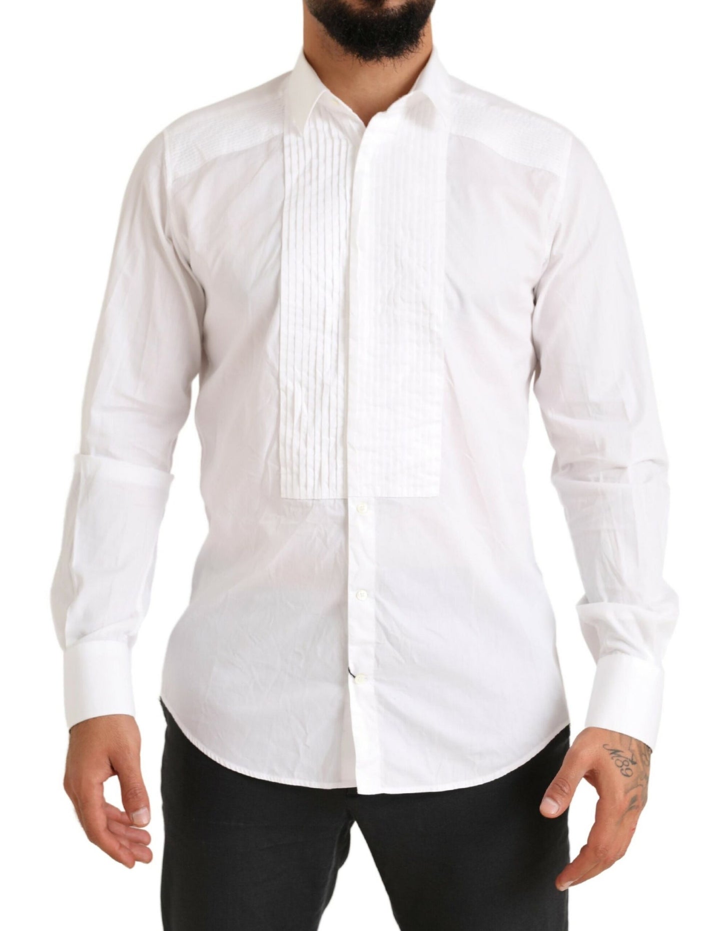 Dolce & Gabbana Elegant White Slim Fit Cotton Dress Shirt IT40 / M