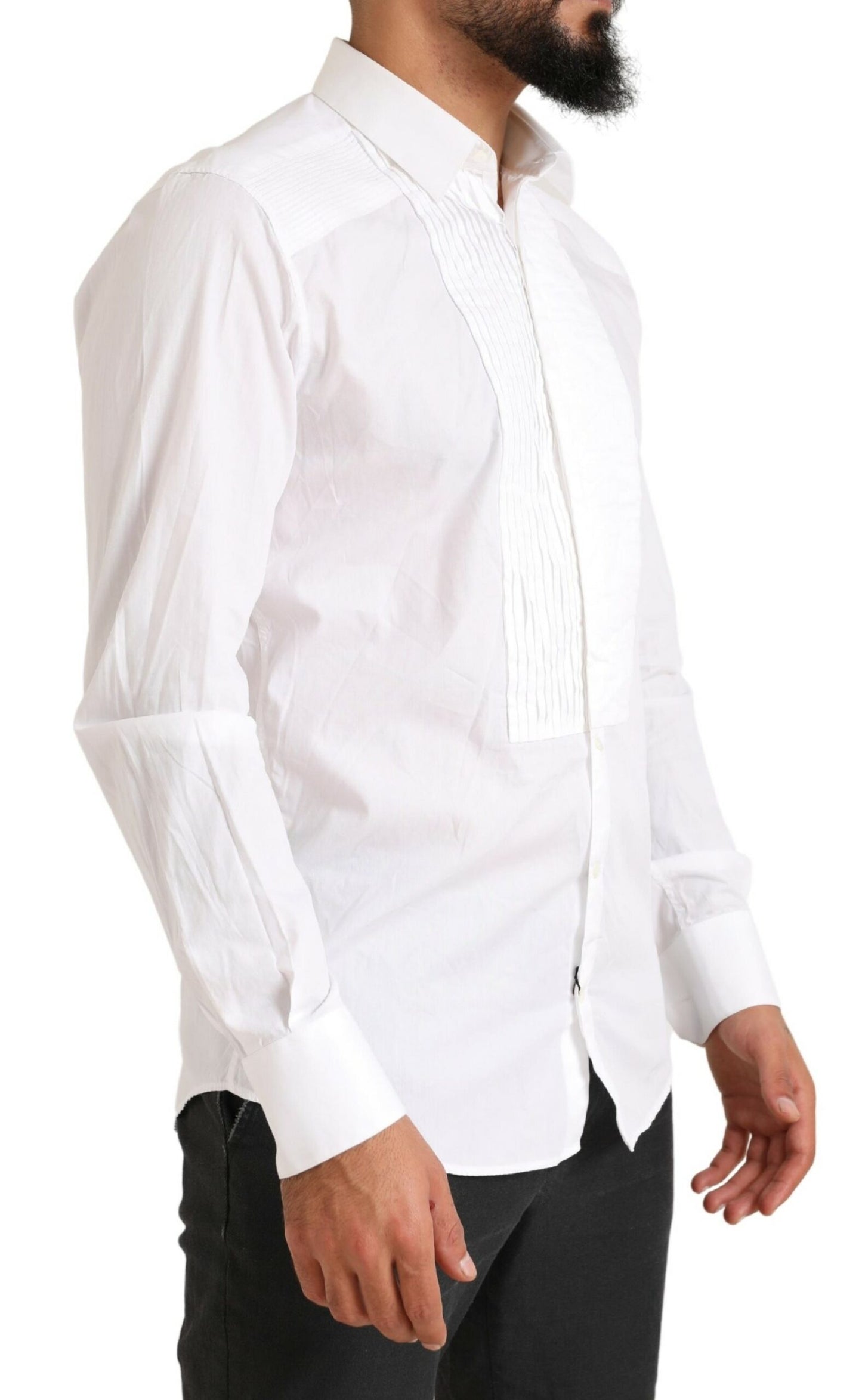 Dolce & Gabbana Elegant White Slim Fit Cotton Dress Shirt IT40 / M