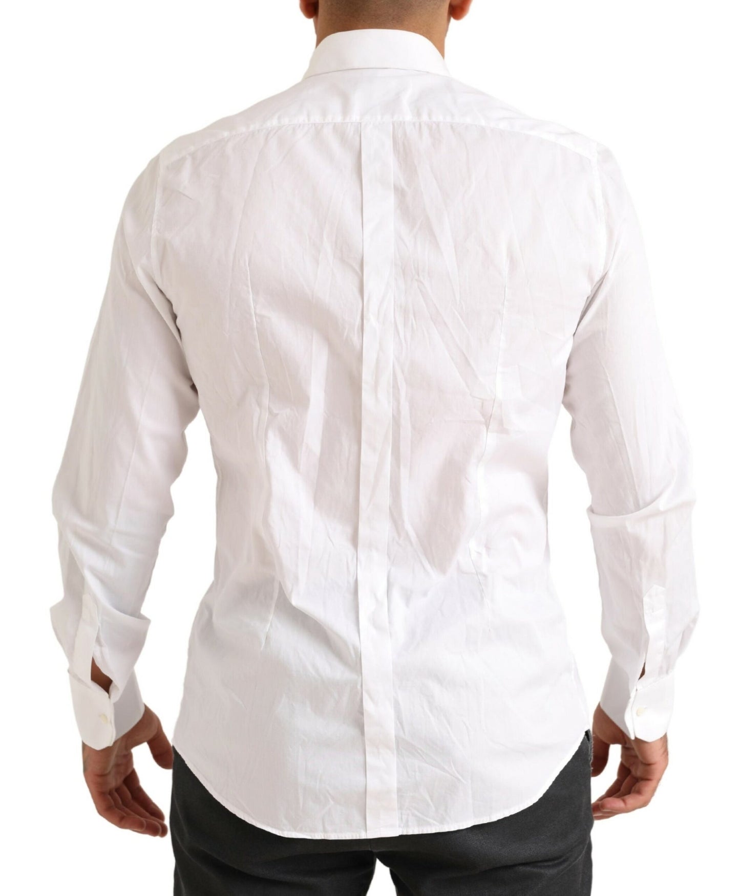 Dolce & Gabbana Elegant White Slim Fit Cotton Dress Shirt IT40 / M