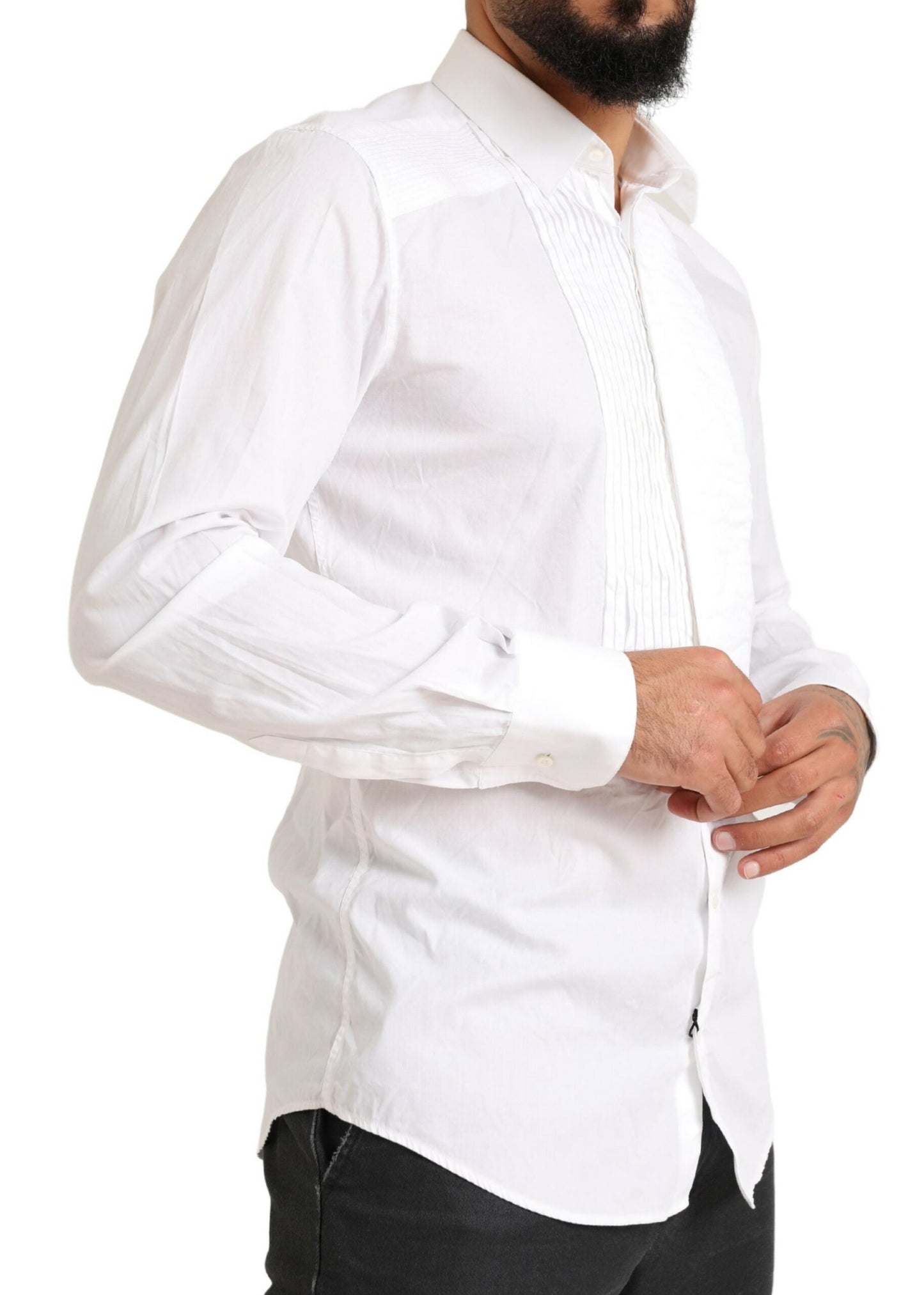 Dolce & Gabbana Elegant White Slim Fit Cotton Dress Shirt IT40 / M