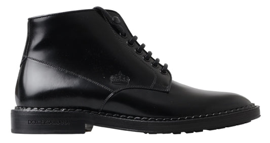 Dolce & Gabbana Elegant Black Leather Men's Boots EU39 / US6