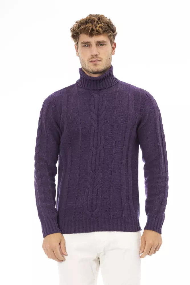 Alpha Studio Purple Merino Wool Men Sweater IT52 | XL