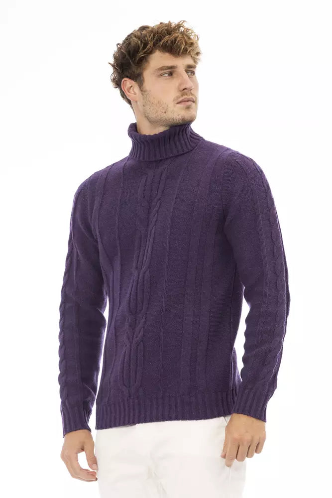 Alpha Studio Purple Merino Wool Men Sweater IT52 | XL